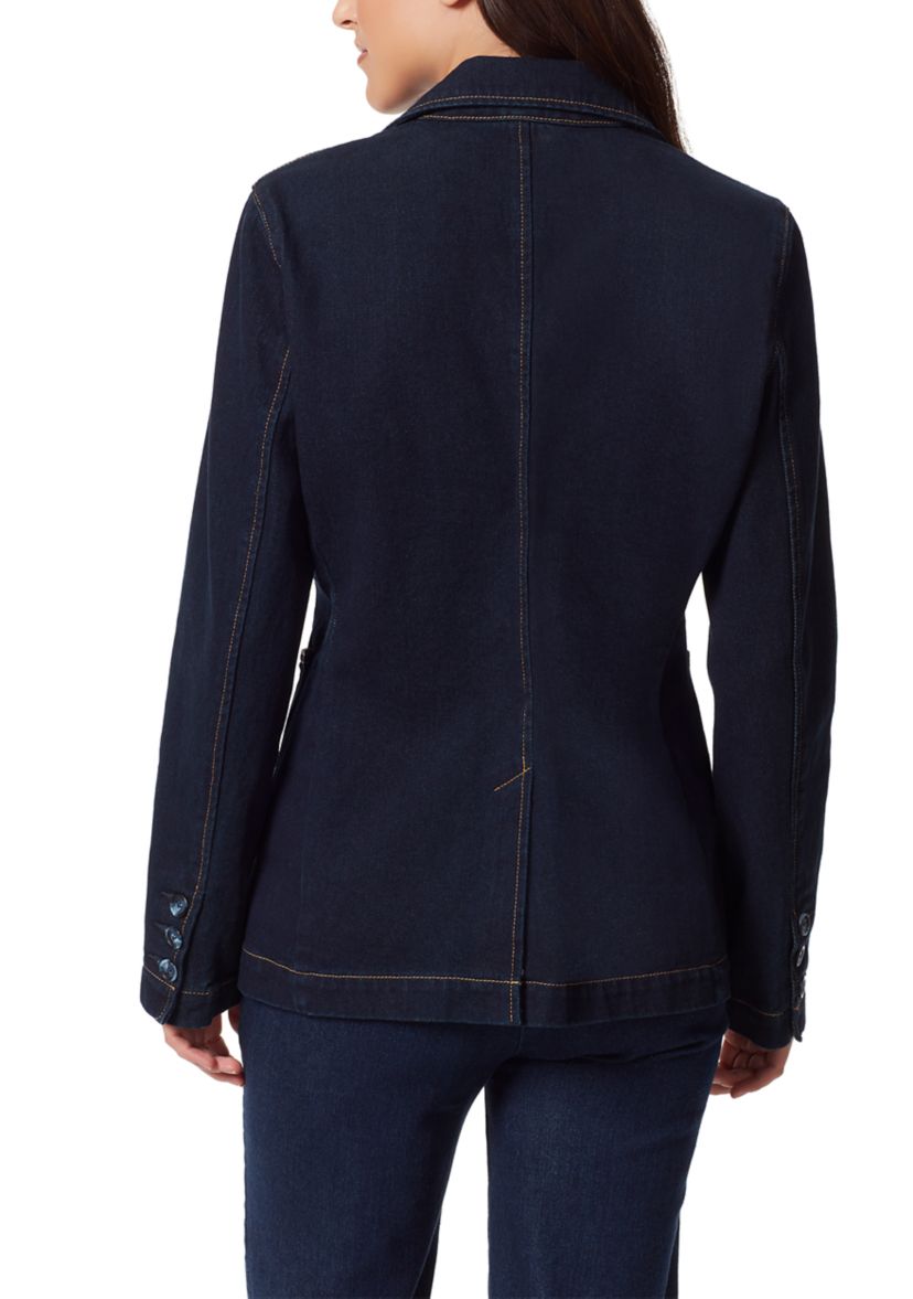 Womens Denim Blazer with Patch Pockets