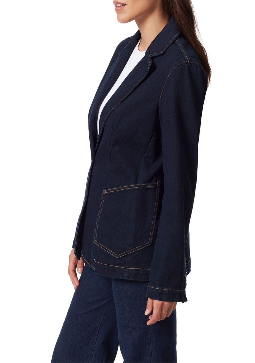 Womens Denim Blazer with Patch Pockets