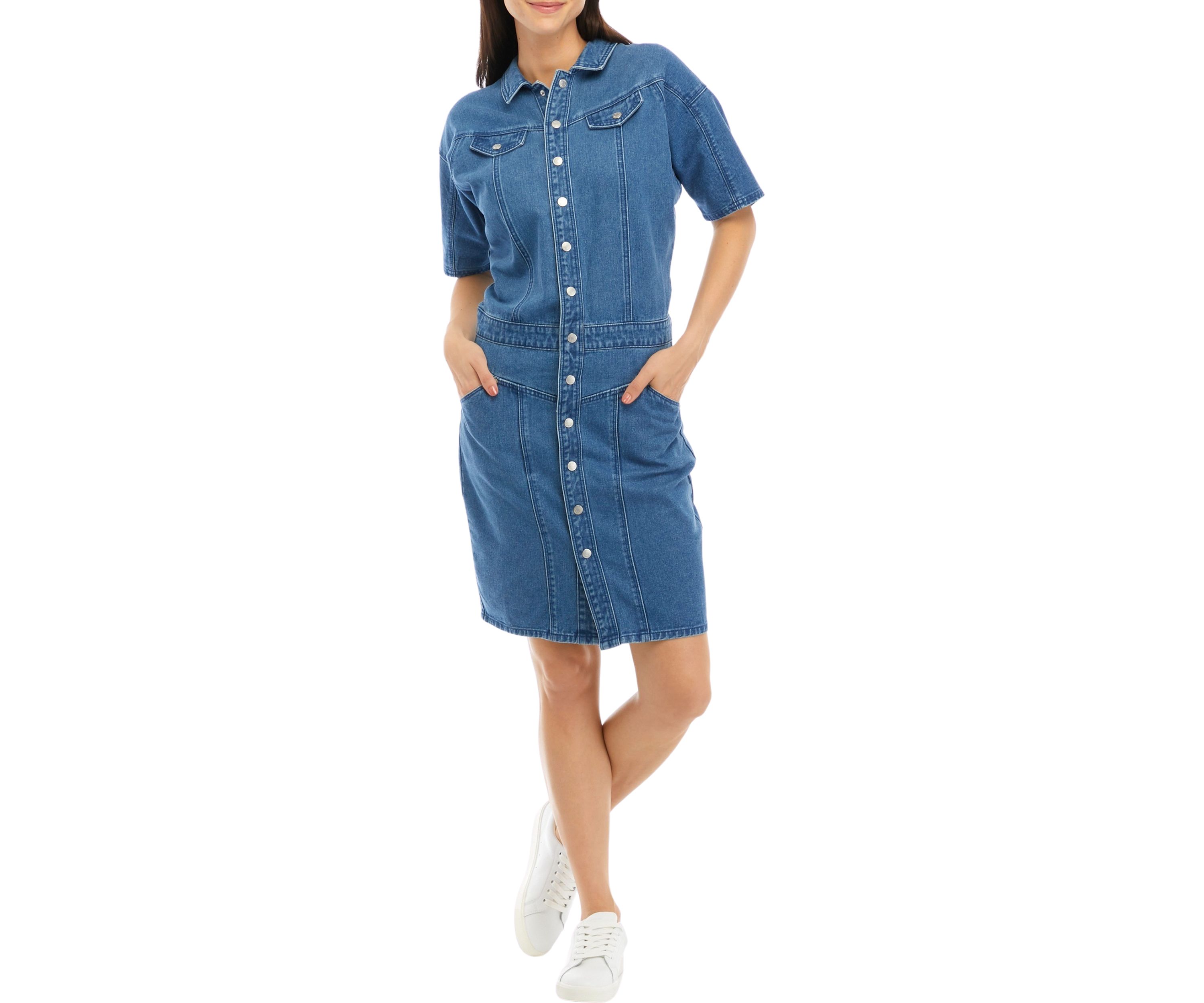 Womens Dolman Sleeve Denim Dress