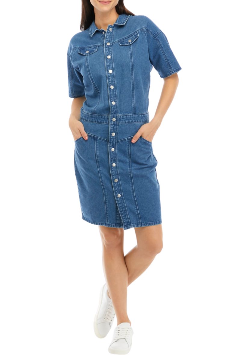 Womens Dolman Sleeve Denim Dress