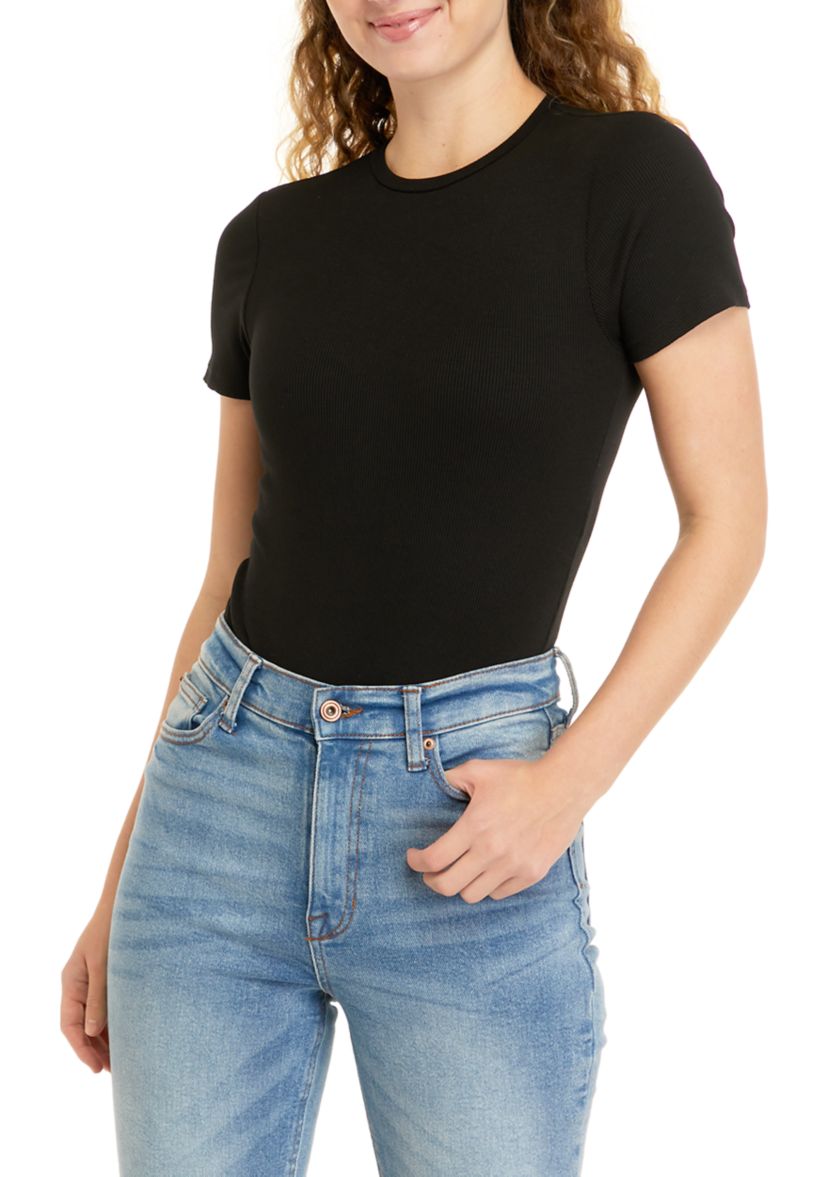 Short Sleeve Crew Neck Bodysuit - Missy and Plus Sizes 