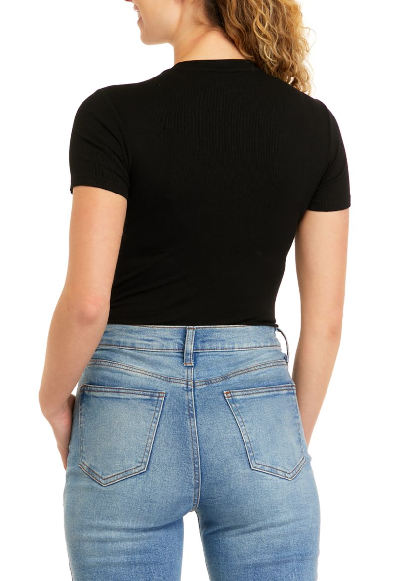 Short Sleeve Crew Neck Bodysuit - Missy and Plus Sizes 