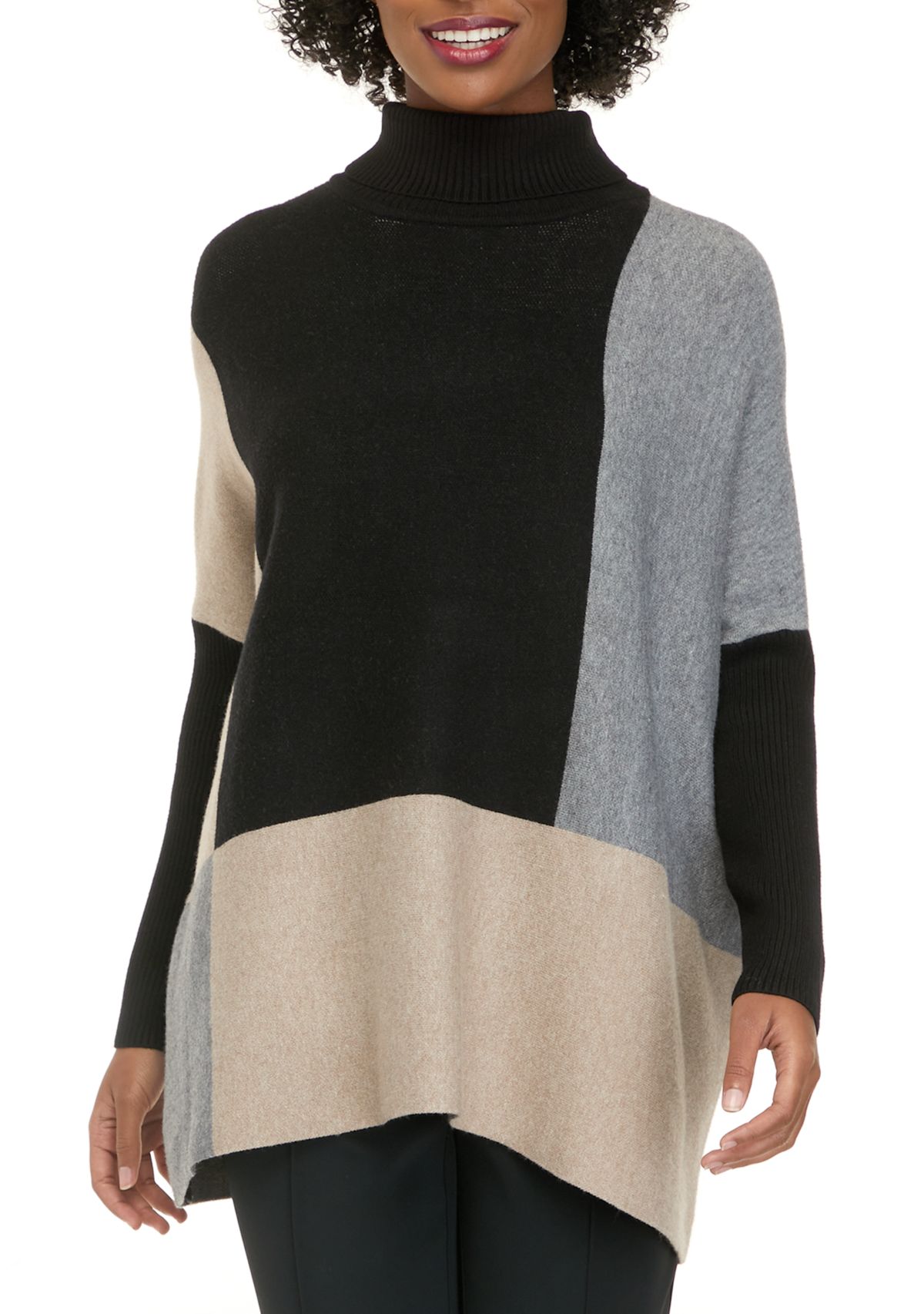 Womens Oversized Color Block Sweater