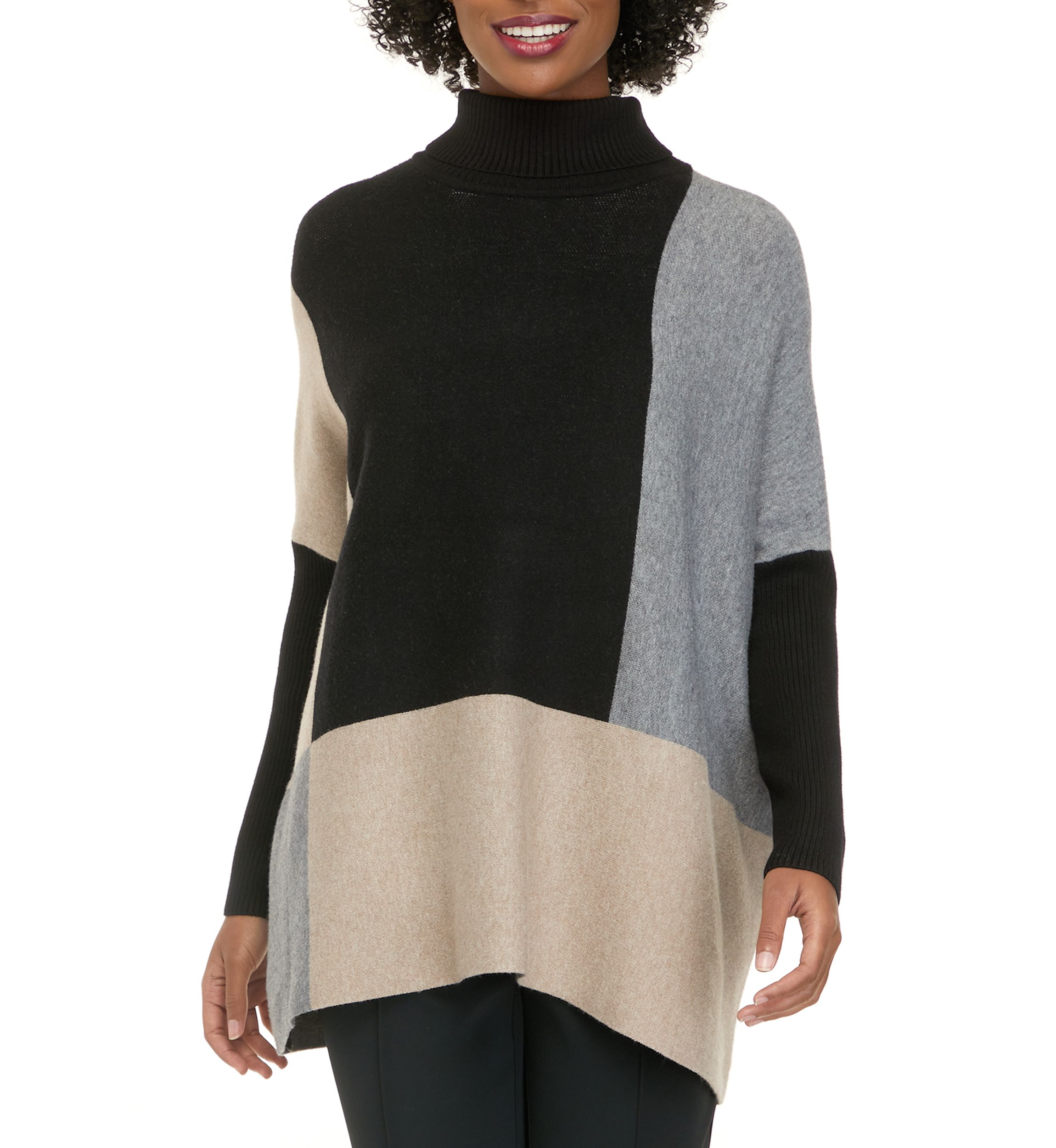 Womens Oversized Color Block Sweater