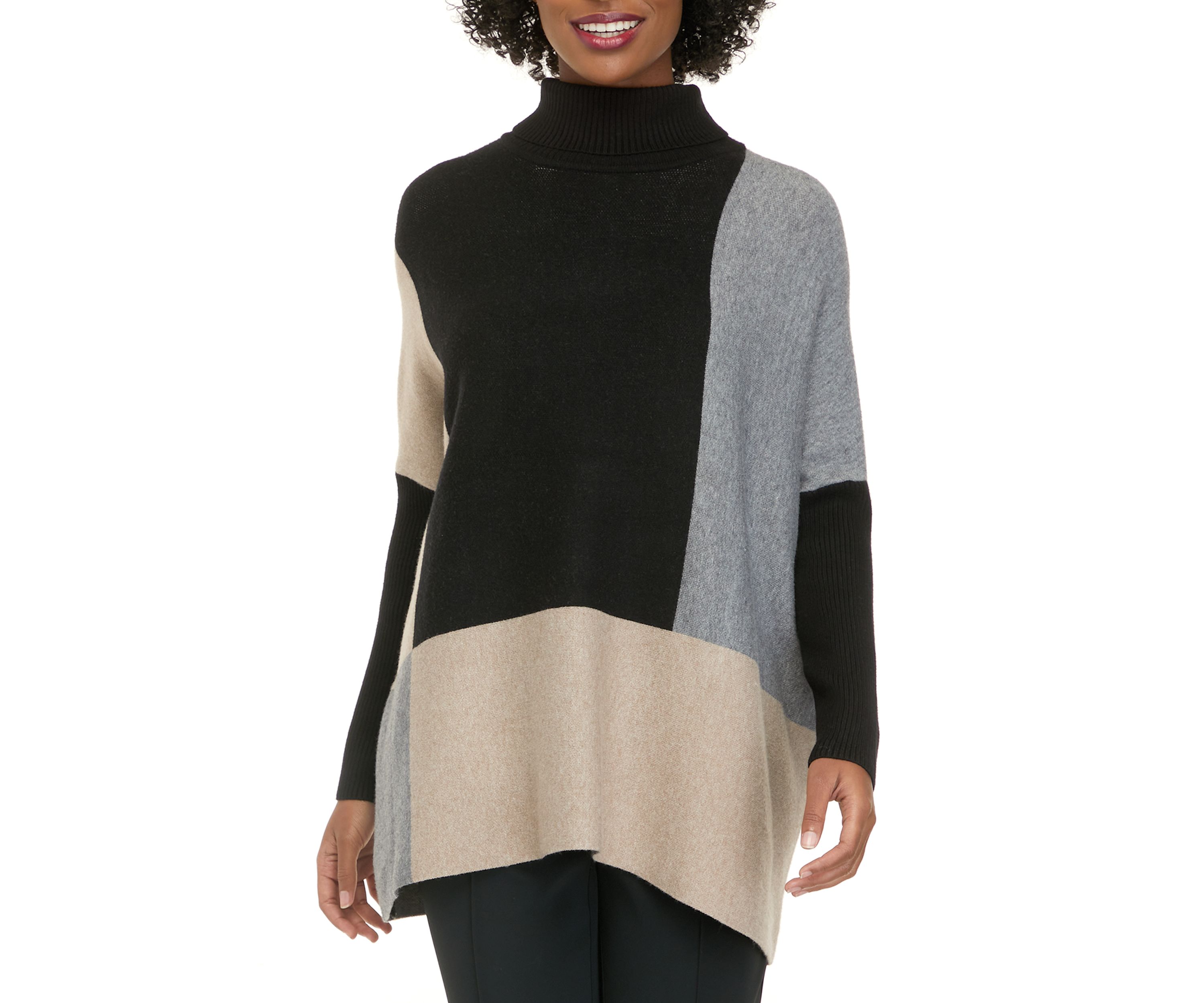 Womens Oversized Color Block Sweater