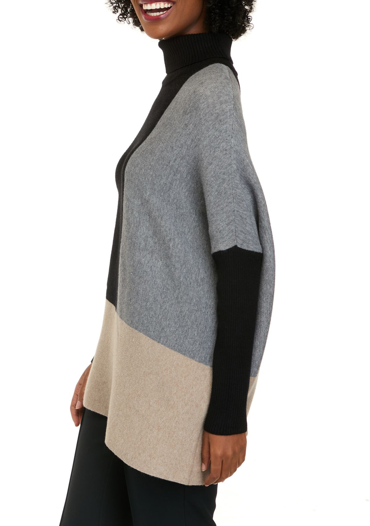 Womens Oversized Color Block Sweater