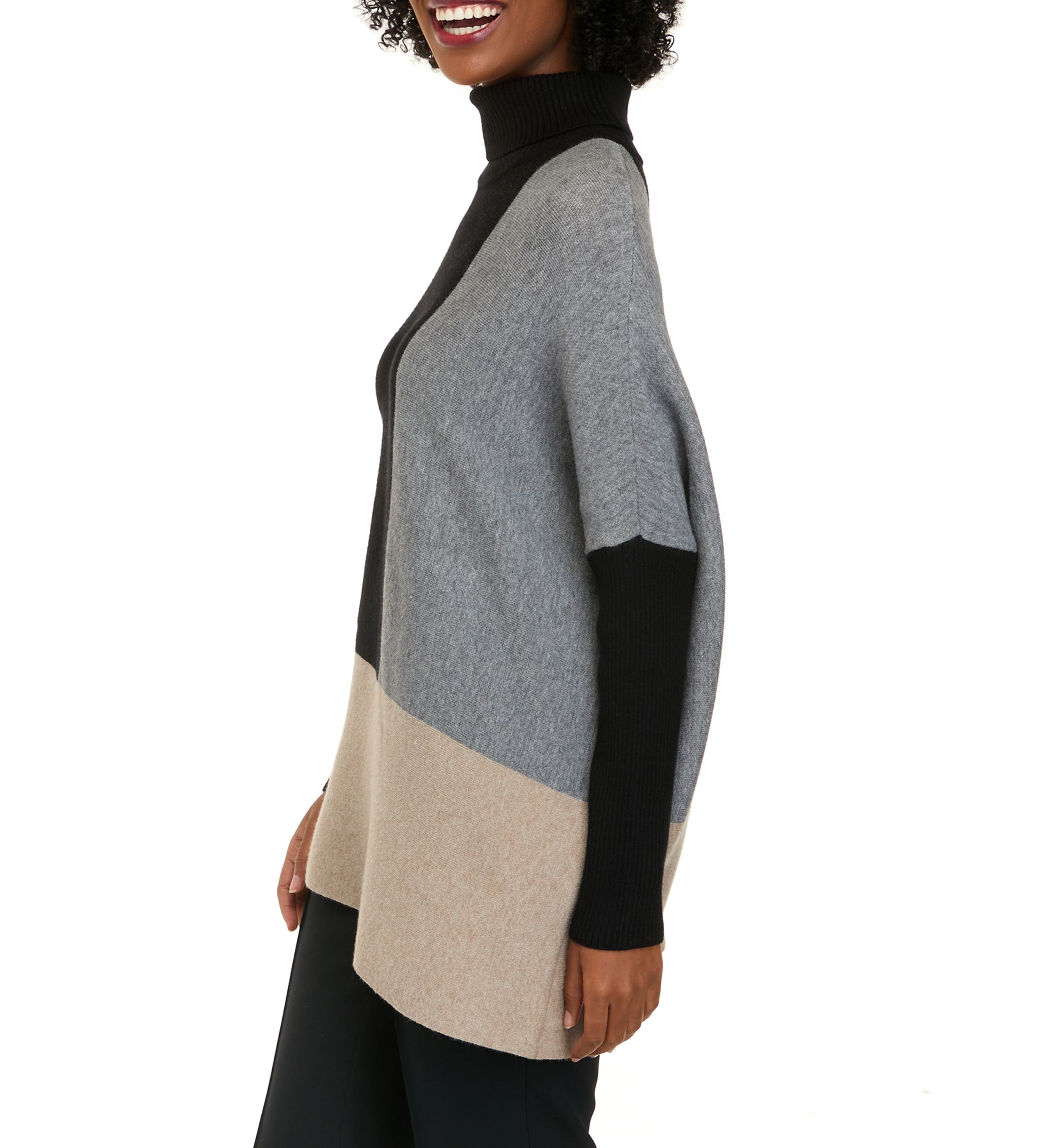 Womens Oversized Color Block Sweater