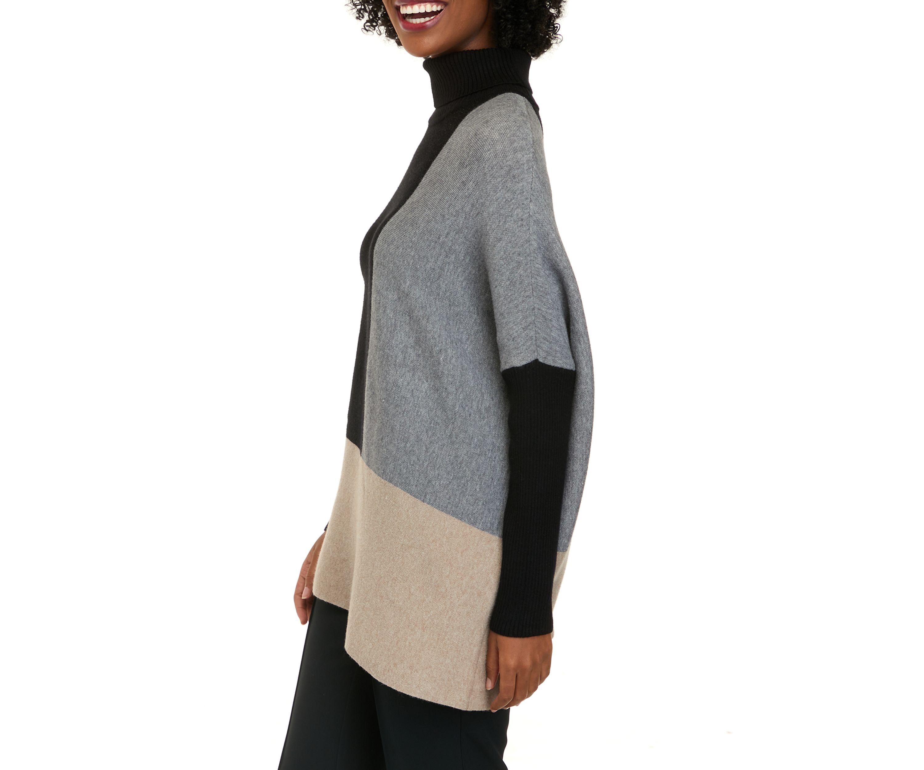 Womens Oversized Color Block Sweater