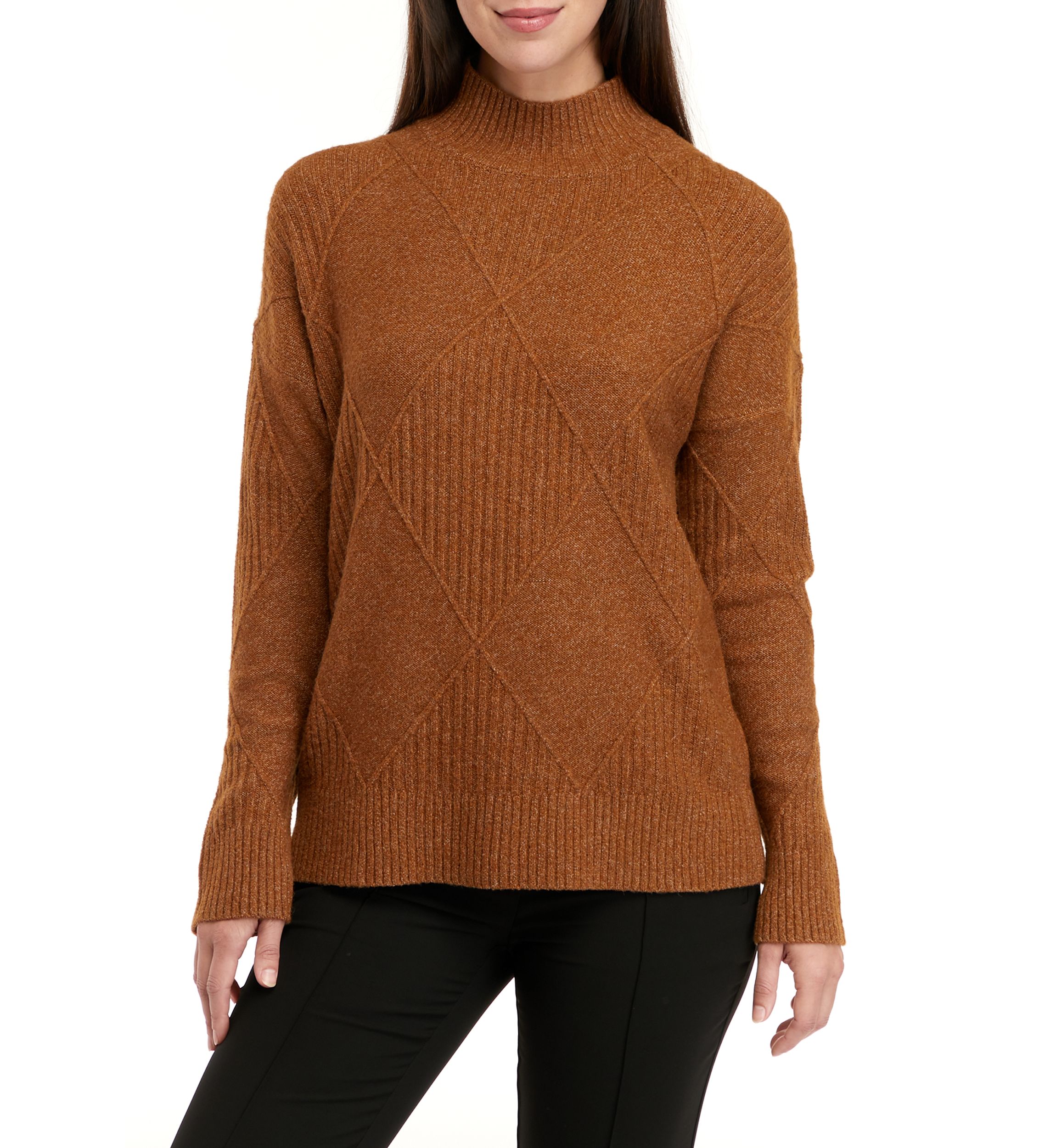 Womens Textured Solid Sweater