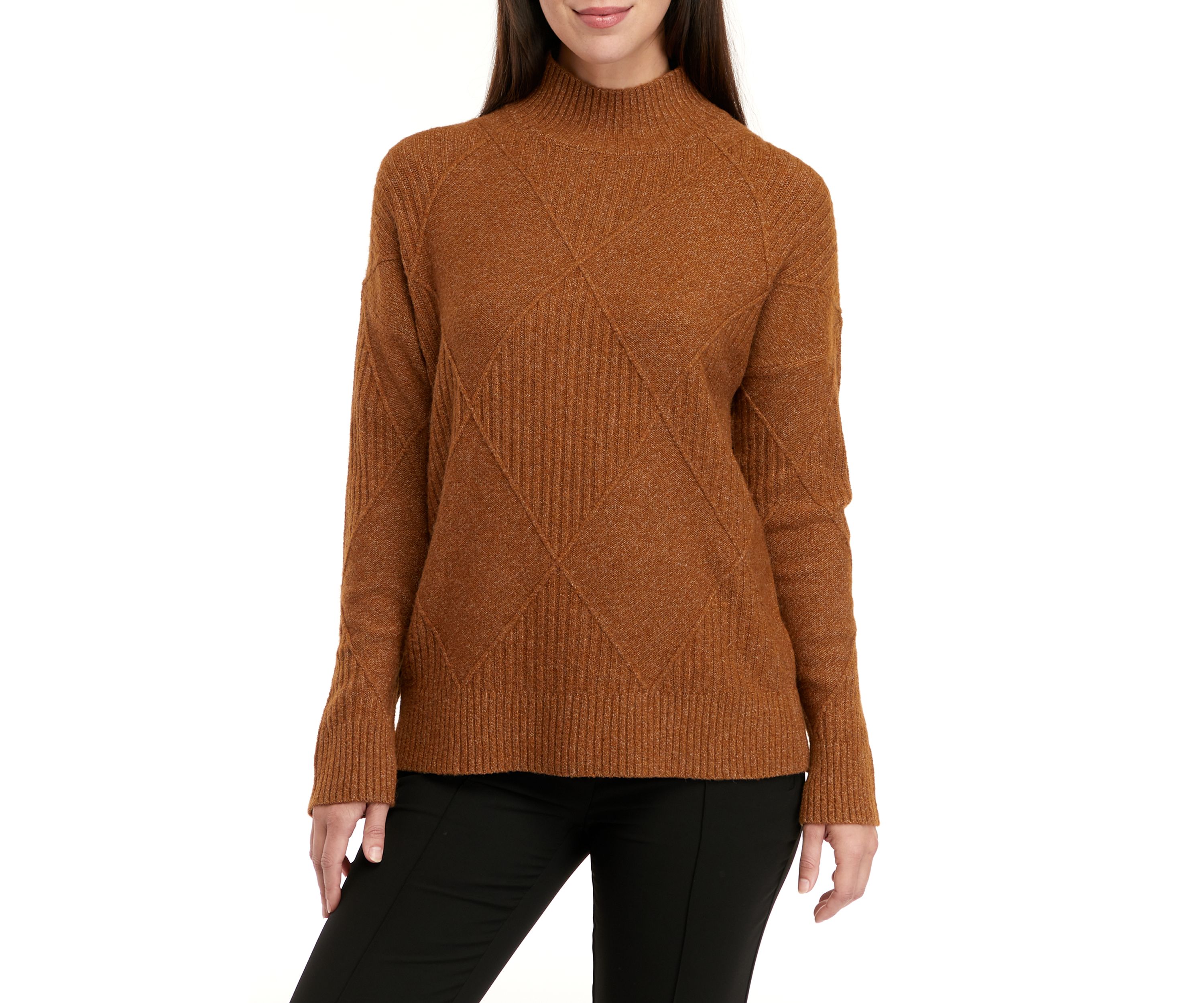 Womens Textured Solid Sweater