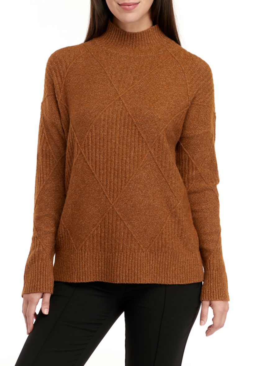 Womens Textured Solid Sweater