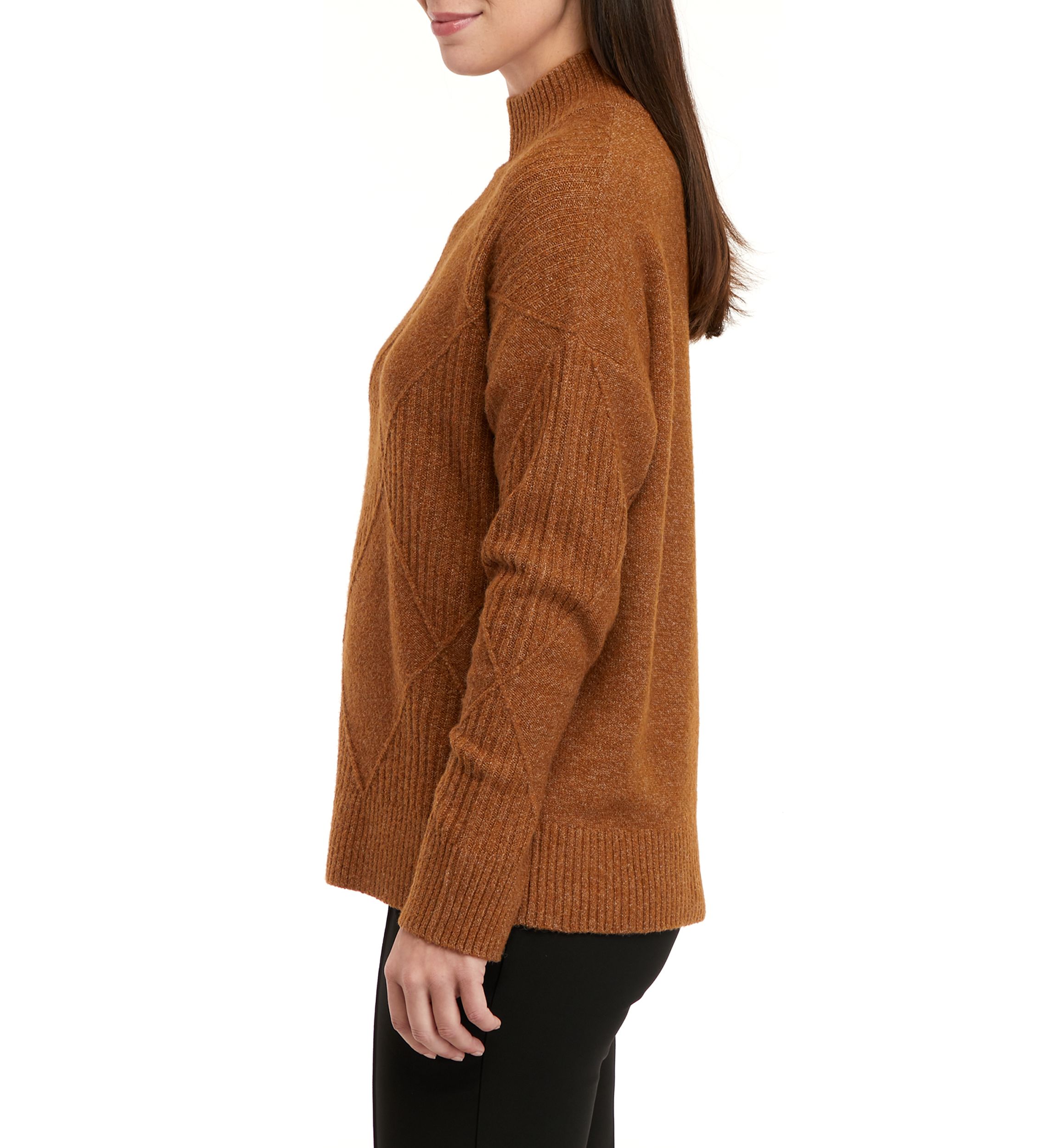 Womens Textured Solid Sweater