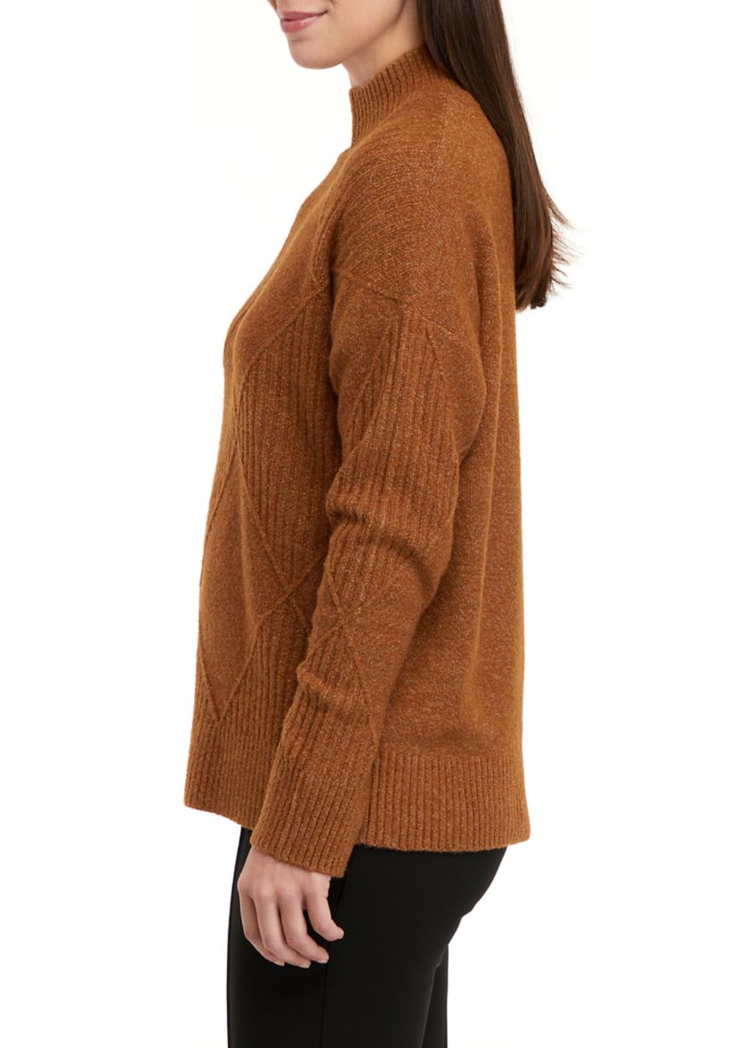 Womens Textured Solid Sweater