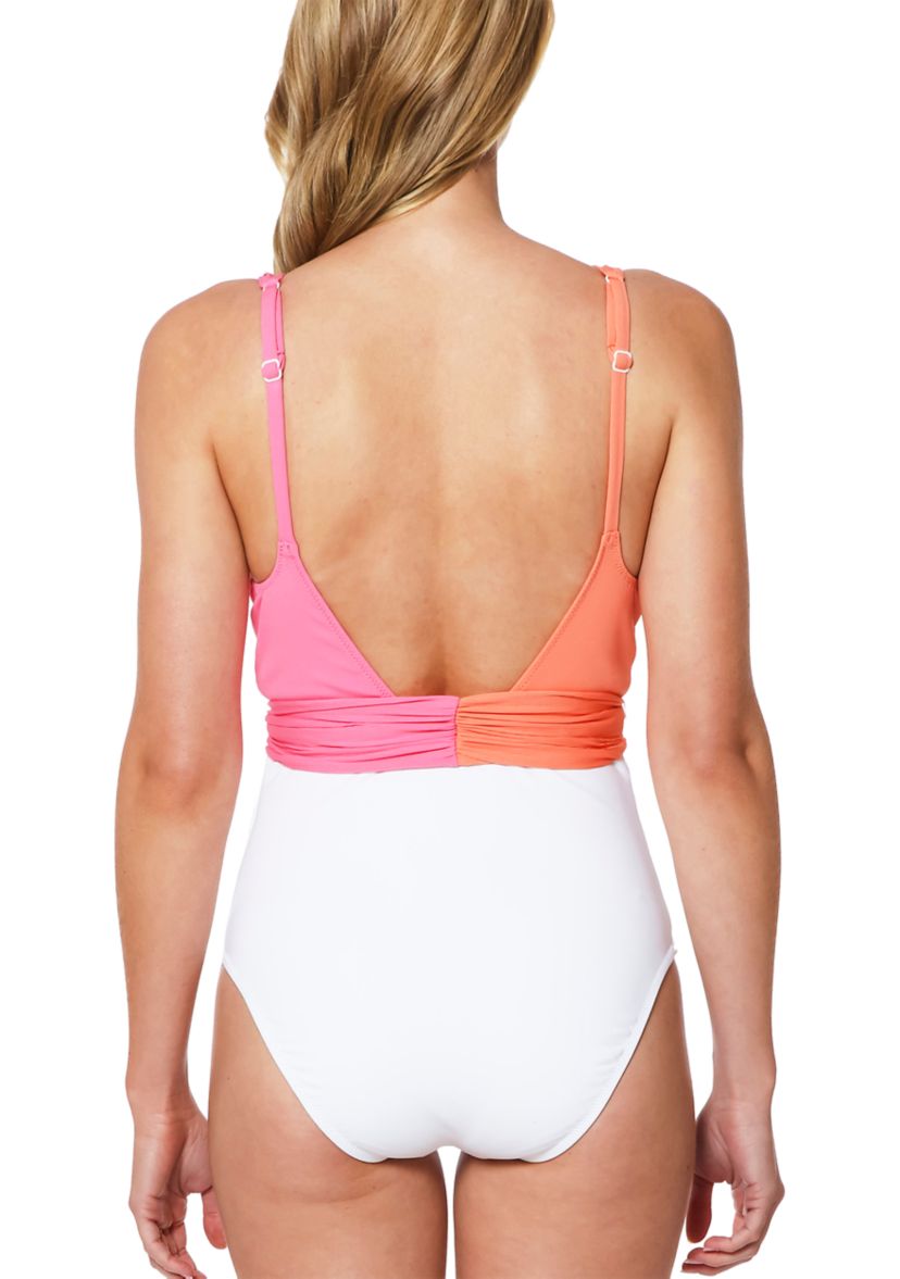 Block Party Tie Front Plunge One-Piece Swimsuit