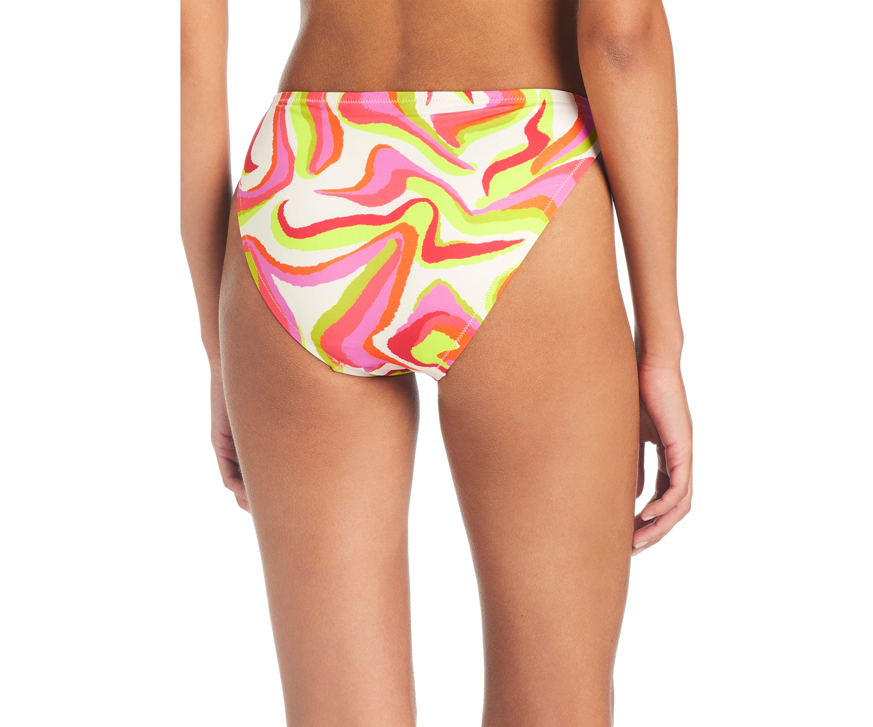 Neon Swirl Side Tie Hipster Swim Bottoms