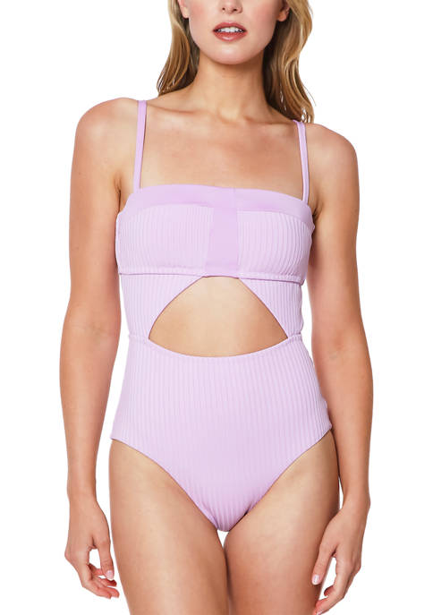 Sanctuary Refresh Rib Splice Banded One Piece Swimsuit