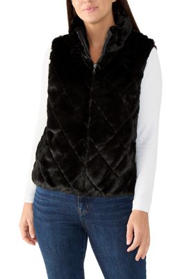 Sanctuary Women's Faux Fur Vest, Black, Large