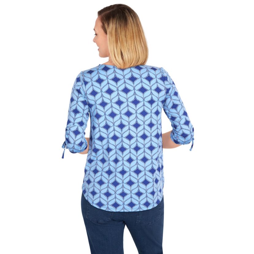 Geometric puff print knit top