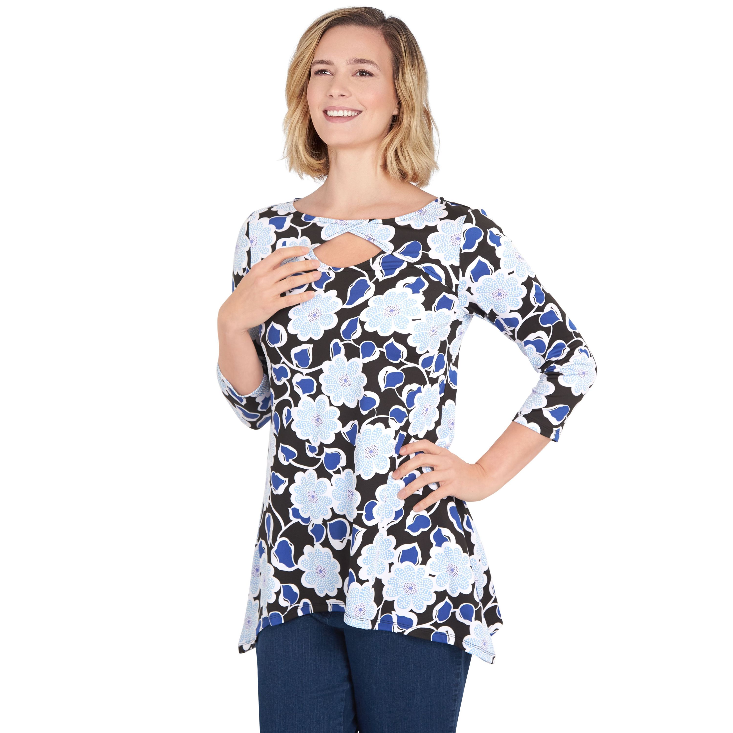 Daisy daze bold puff print knit top