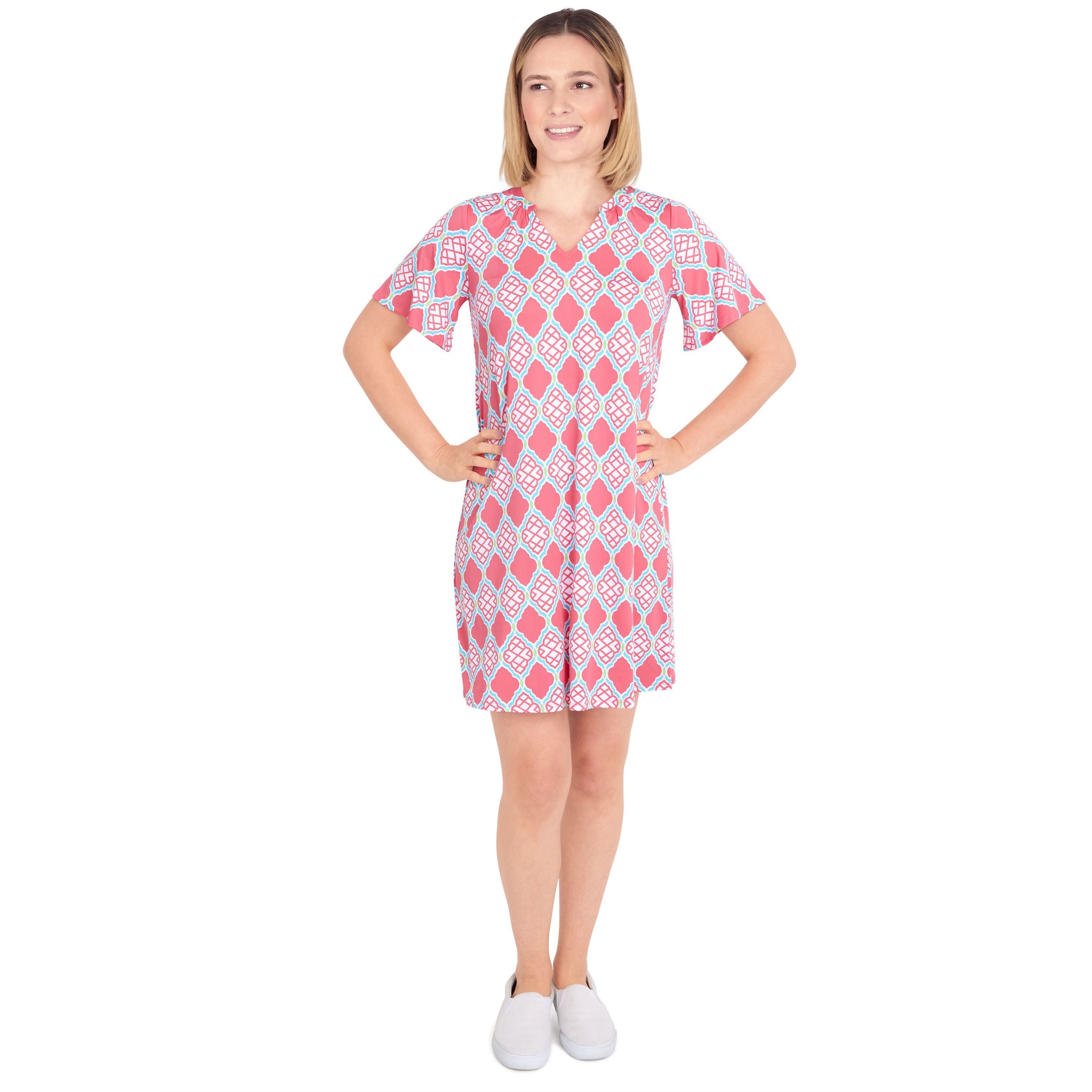 Lattice pattern print dress