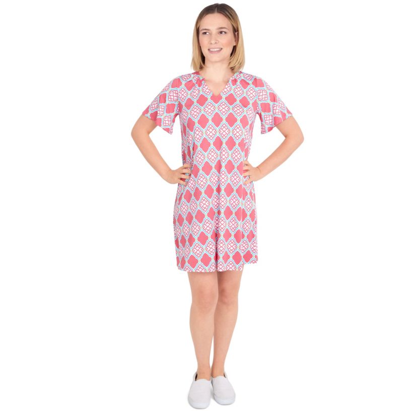 Lattice pattern print dress