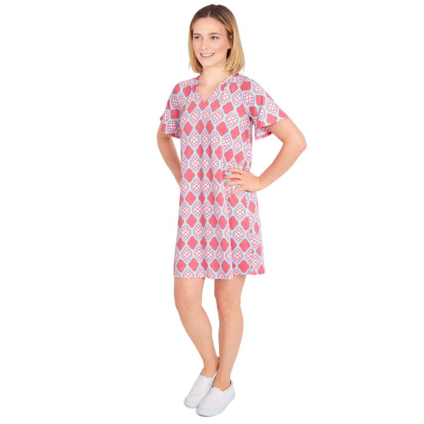 Lattice pattern print dress
