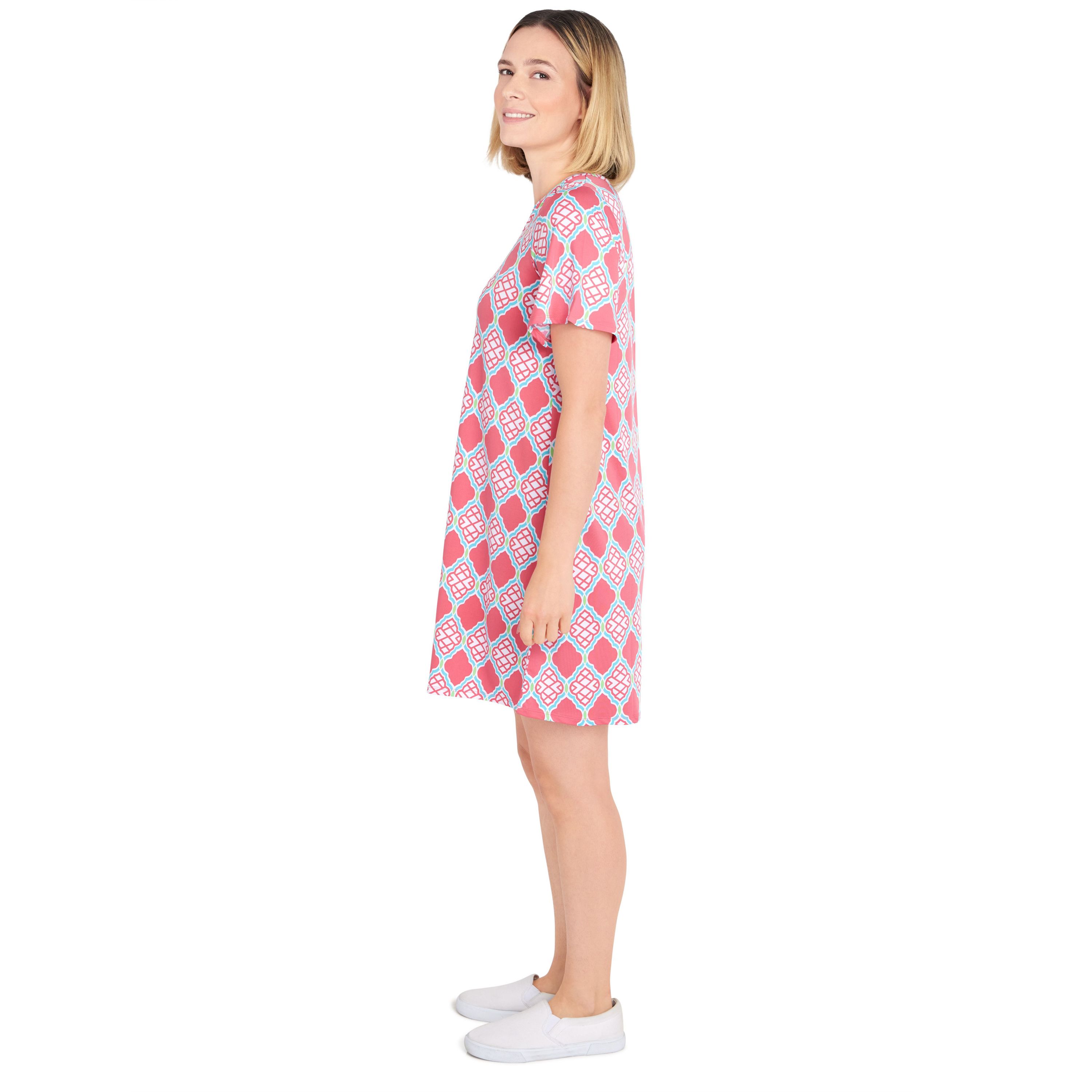 Lattice pattern print dress