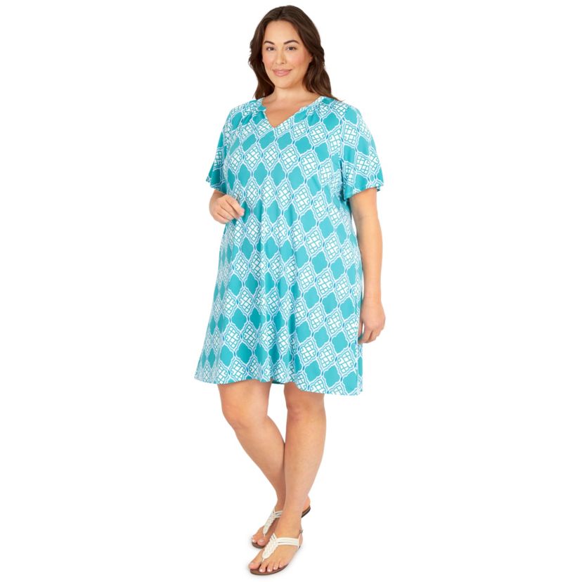 Lattice pattern print dress