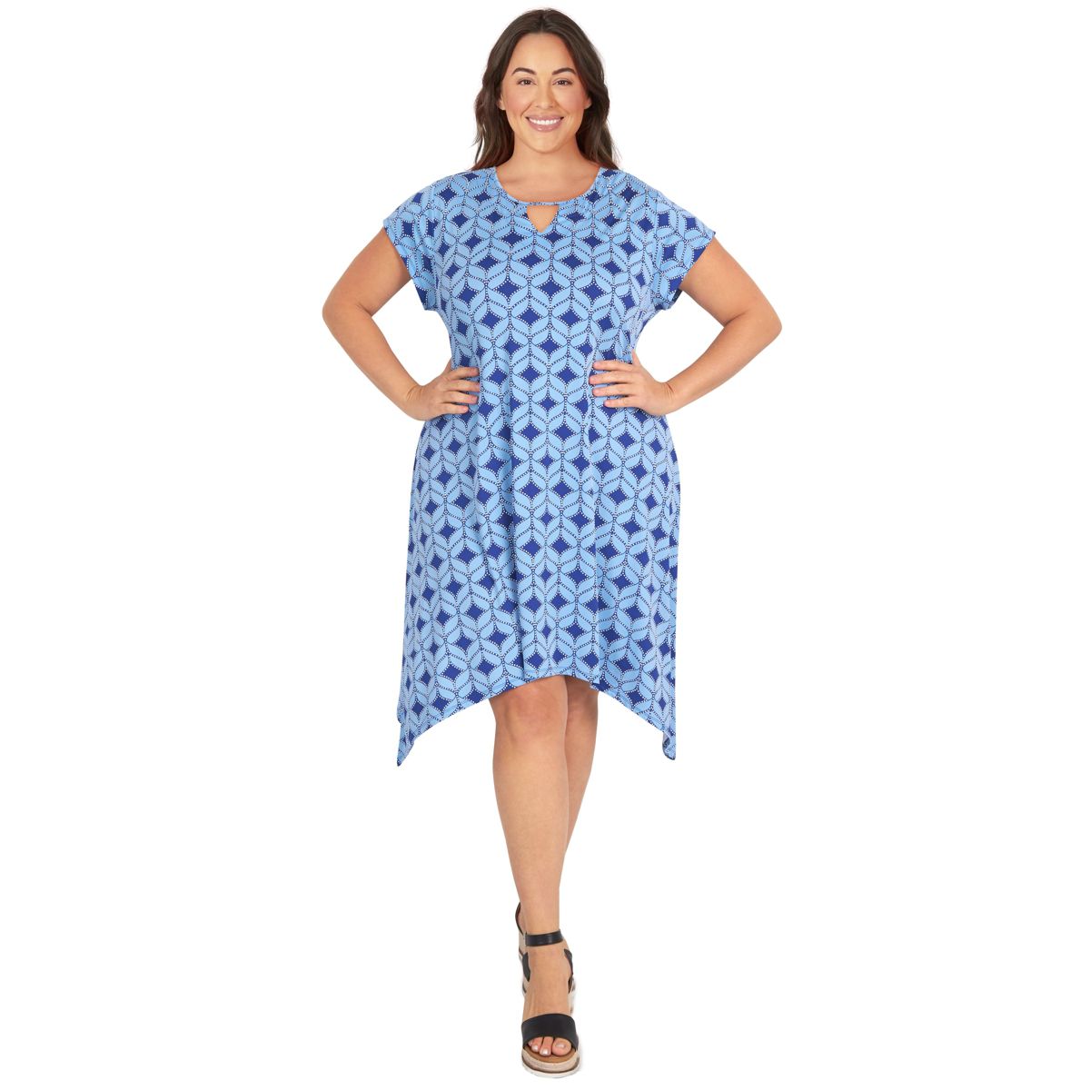 Geometric puff print dress