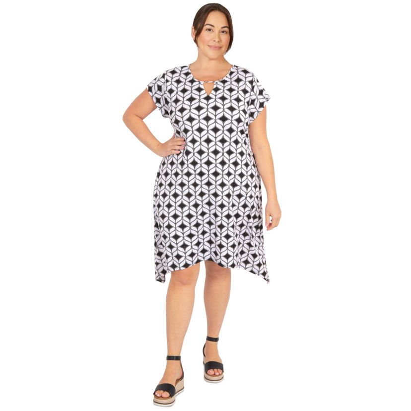 Geometric puff print dress