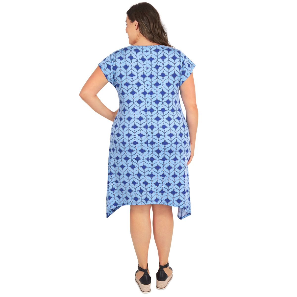 Geometric puff print dress