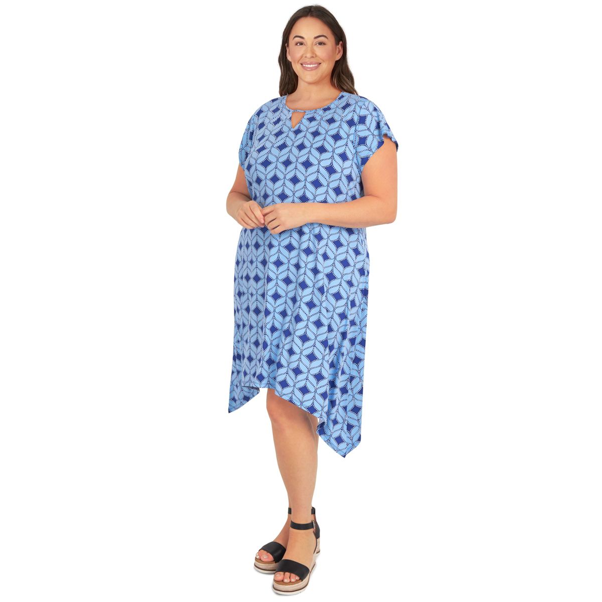 Geometric puff print dress