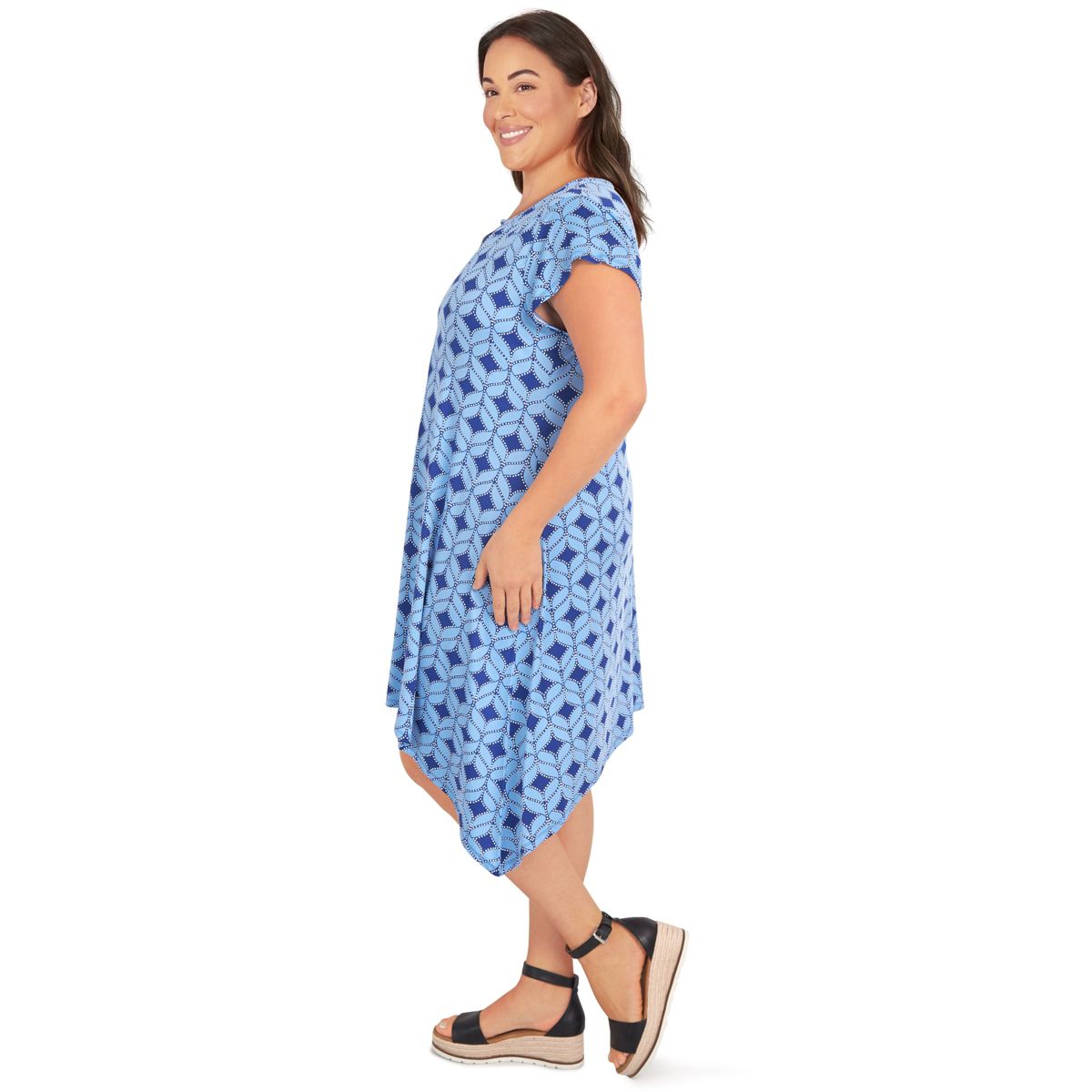 Geometric puff print dress