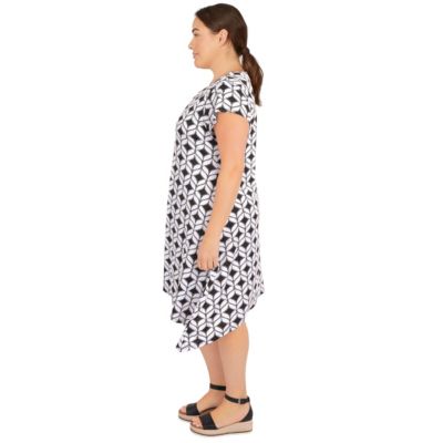 Geometric puff print dress