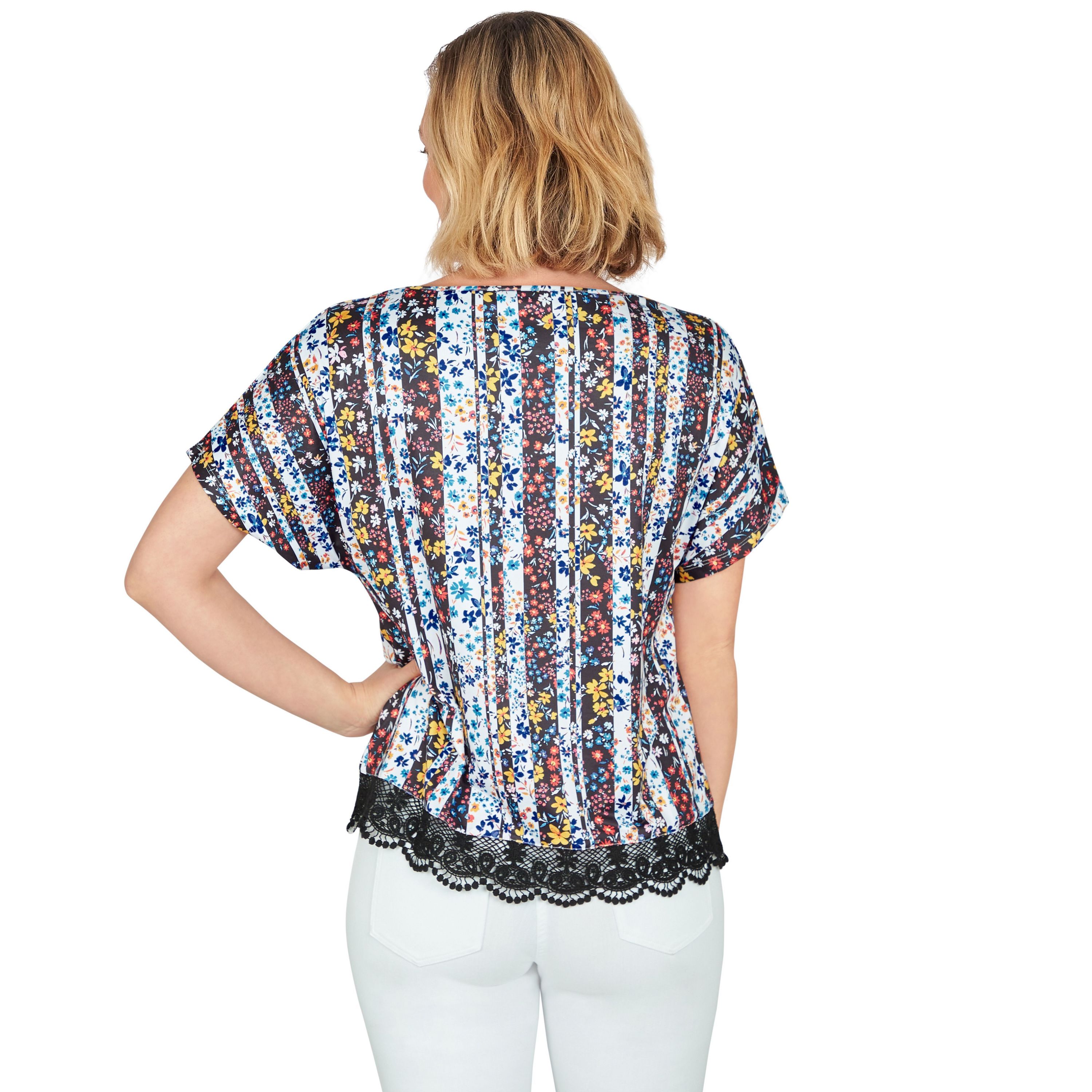Lace T-shirt Top in Joyful Stripes
