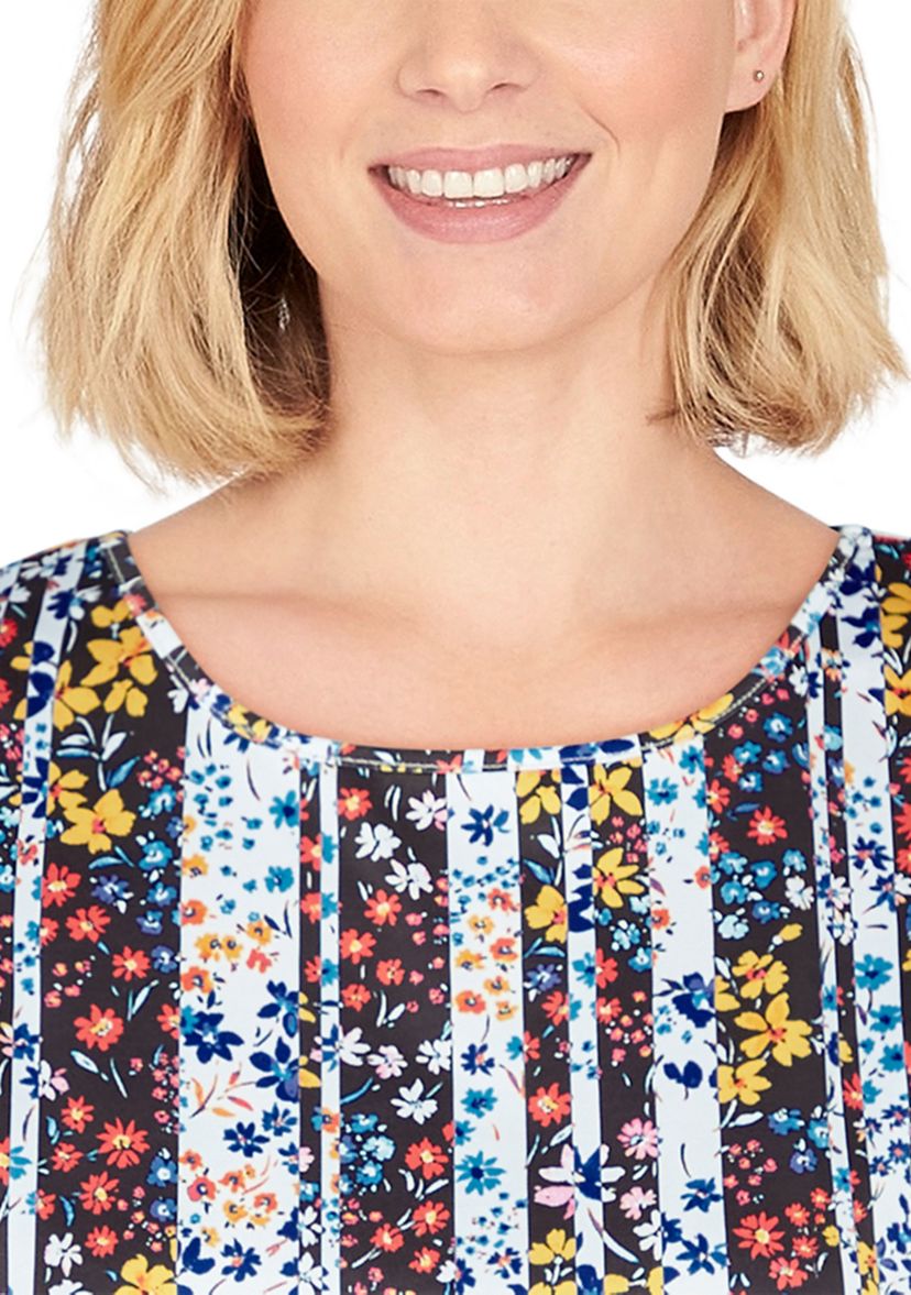 Lace T-shirt Top in Joyful Stripes