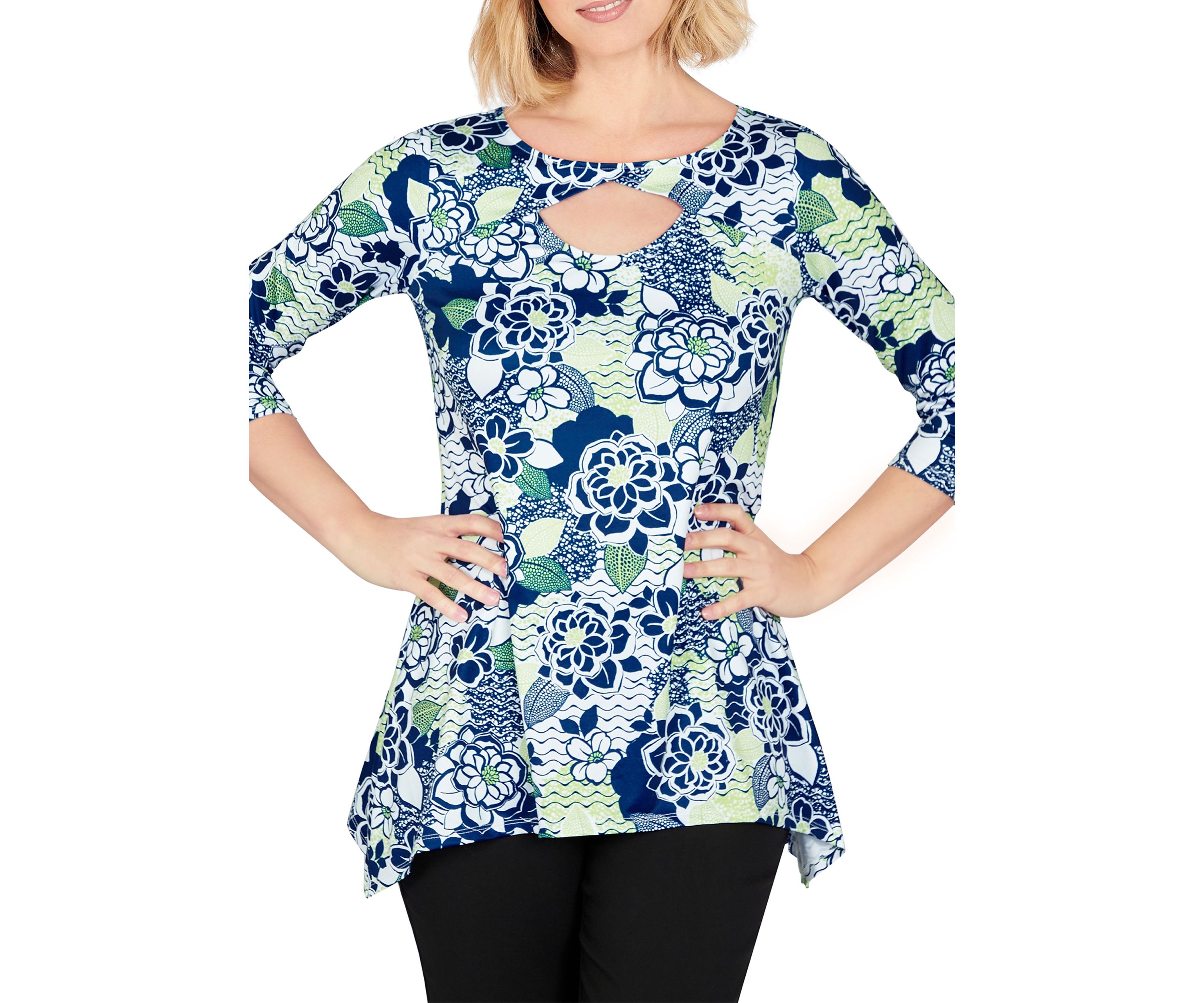 Key Hole Top in Bold Floral