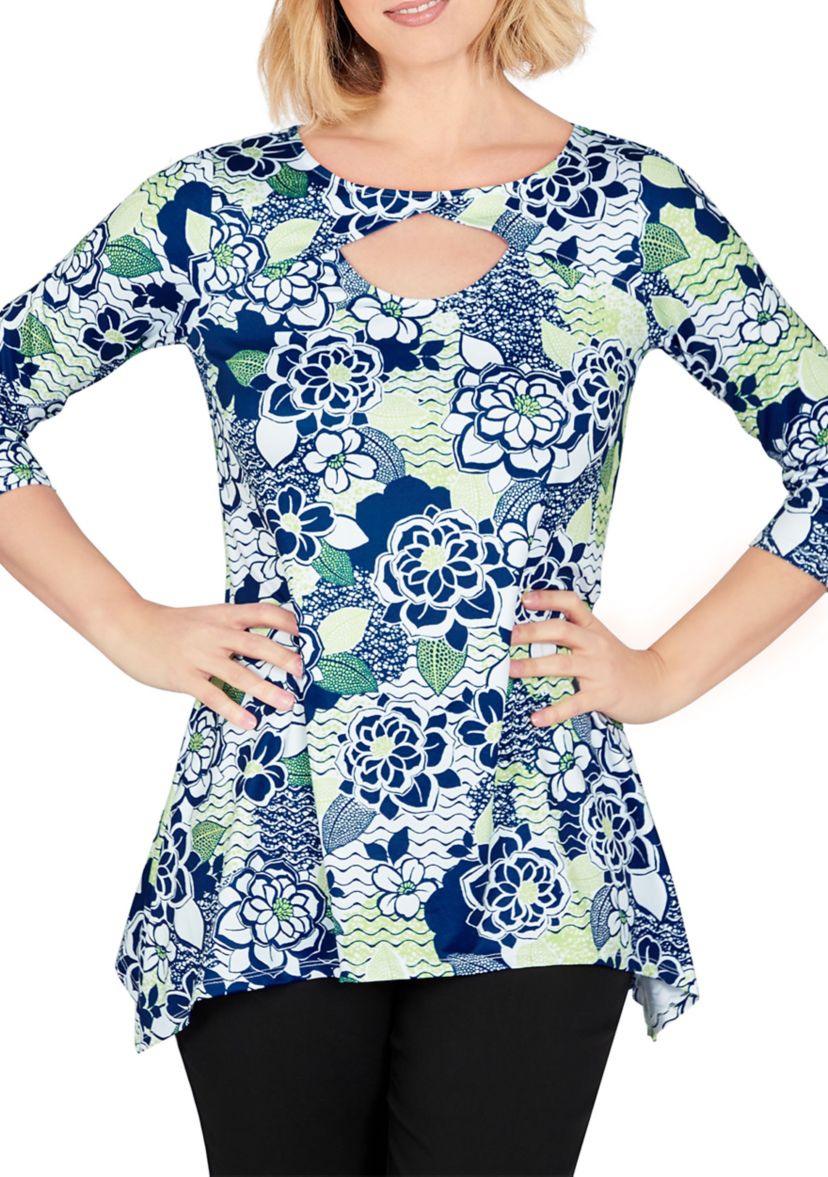 Key Hole Top in Bold Floral