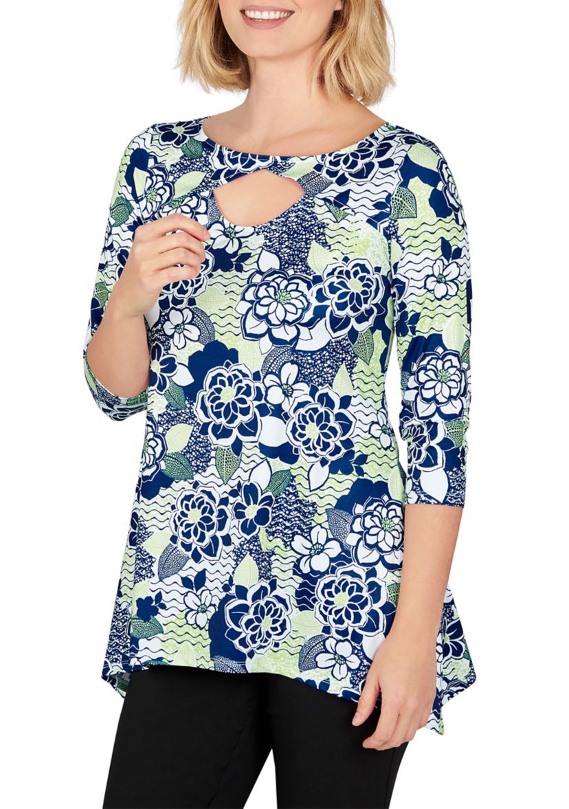 Key Hole Top in Bold Floral