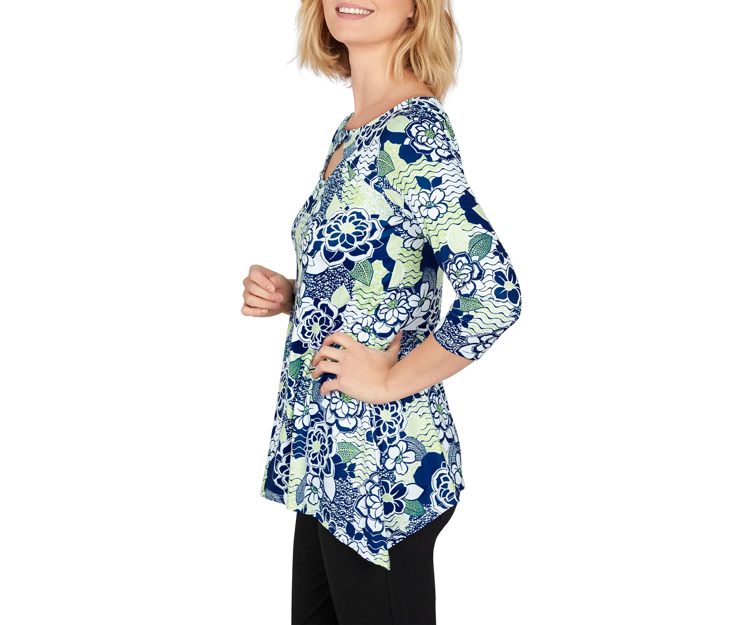 Key Hole Top in Bold Floral