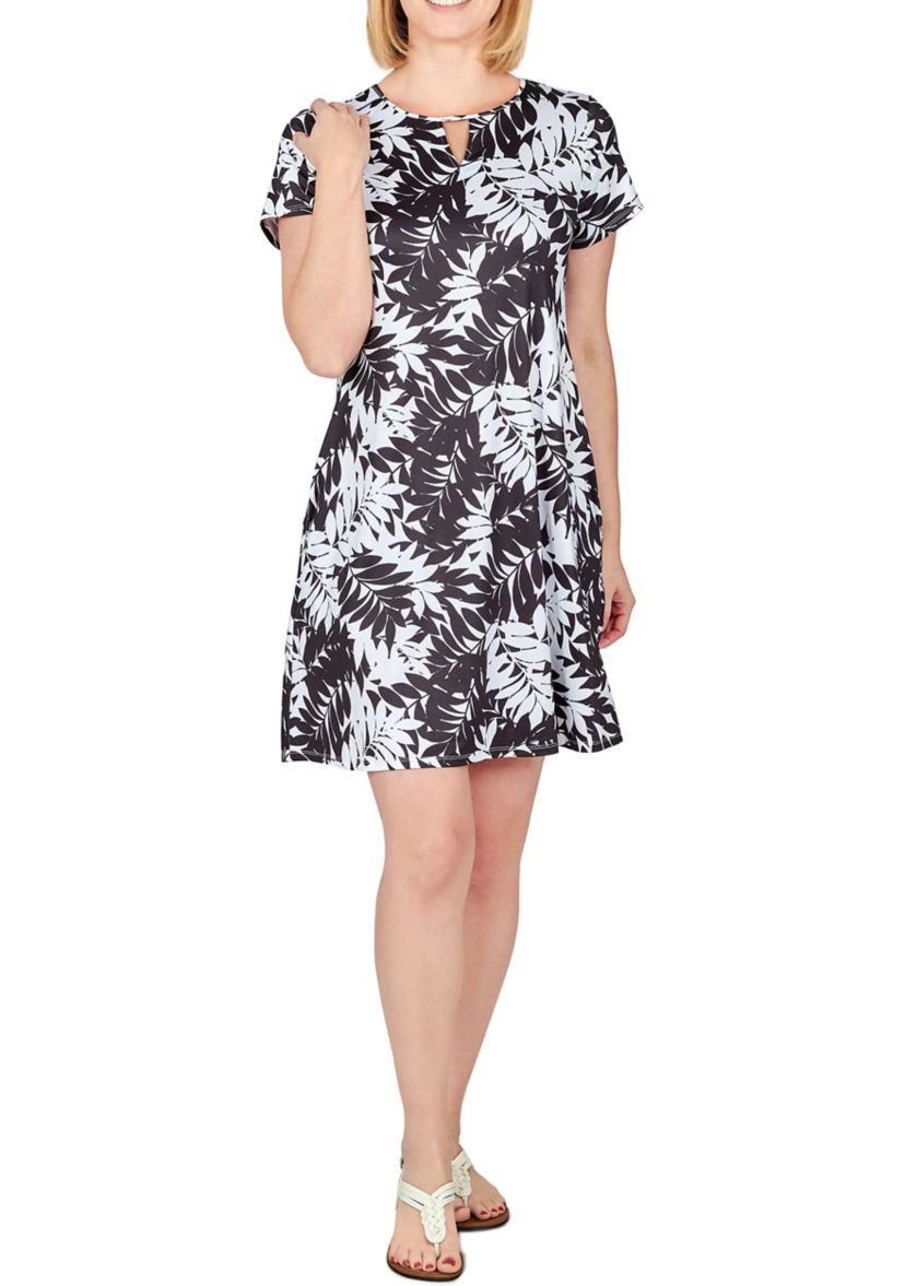 Key Hole T-shirt Dress in Free-Spirit Foulard