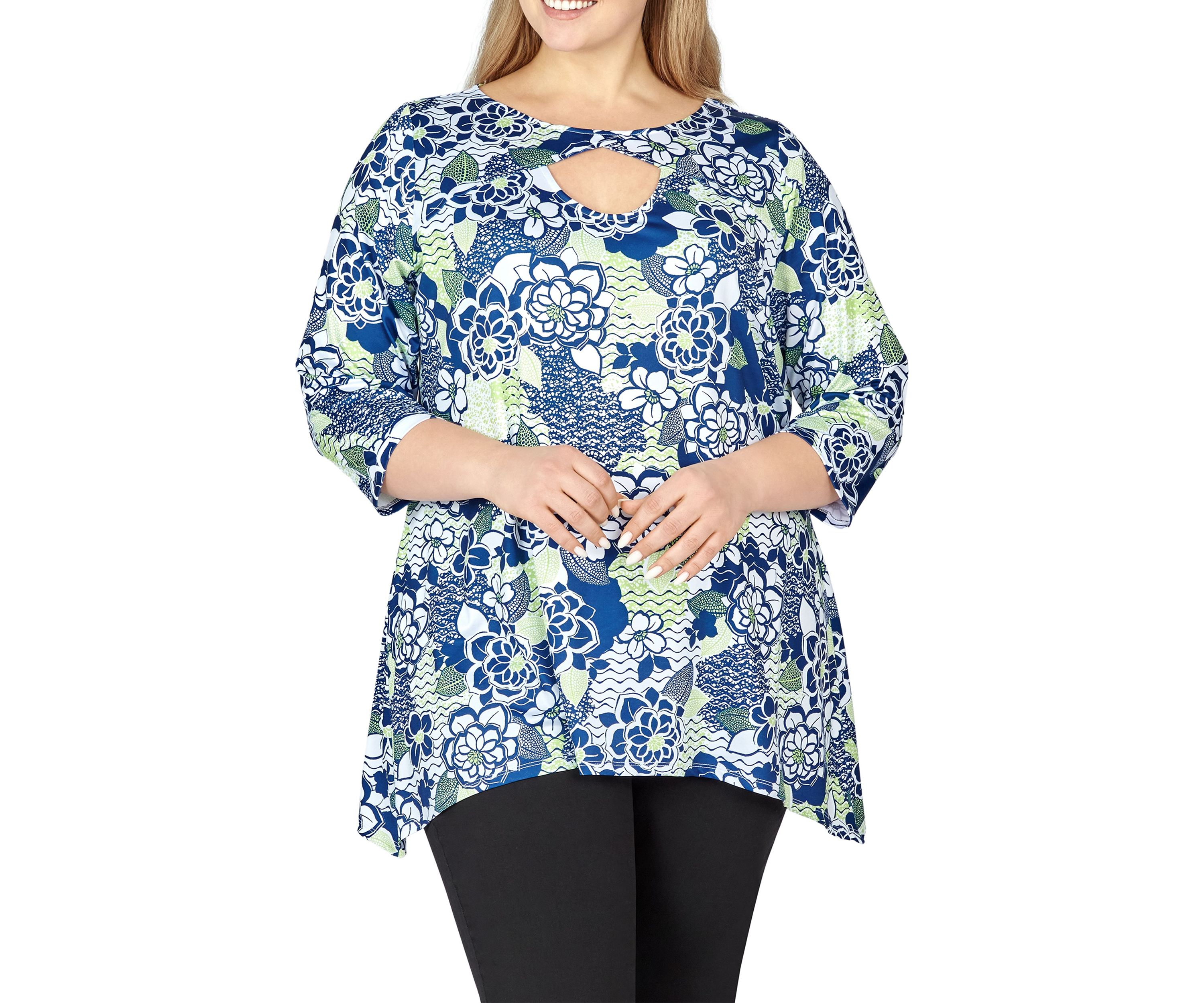 Key Hole Top in Bold Floral