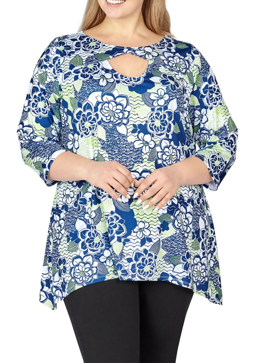 Key Hole Top in Bold Floral
