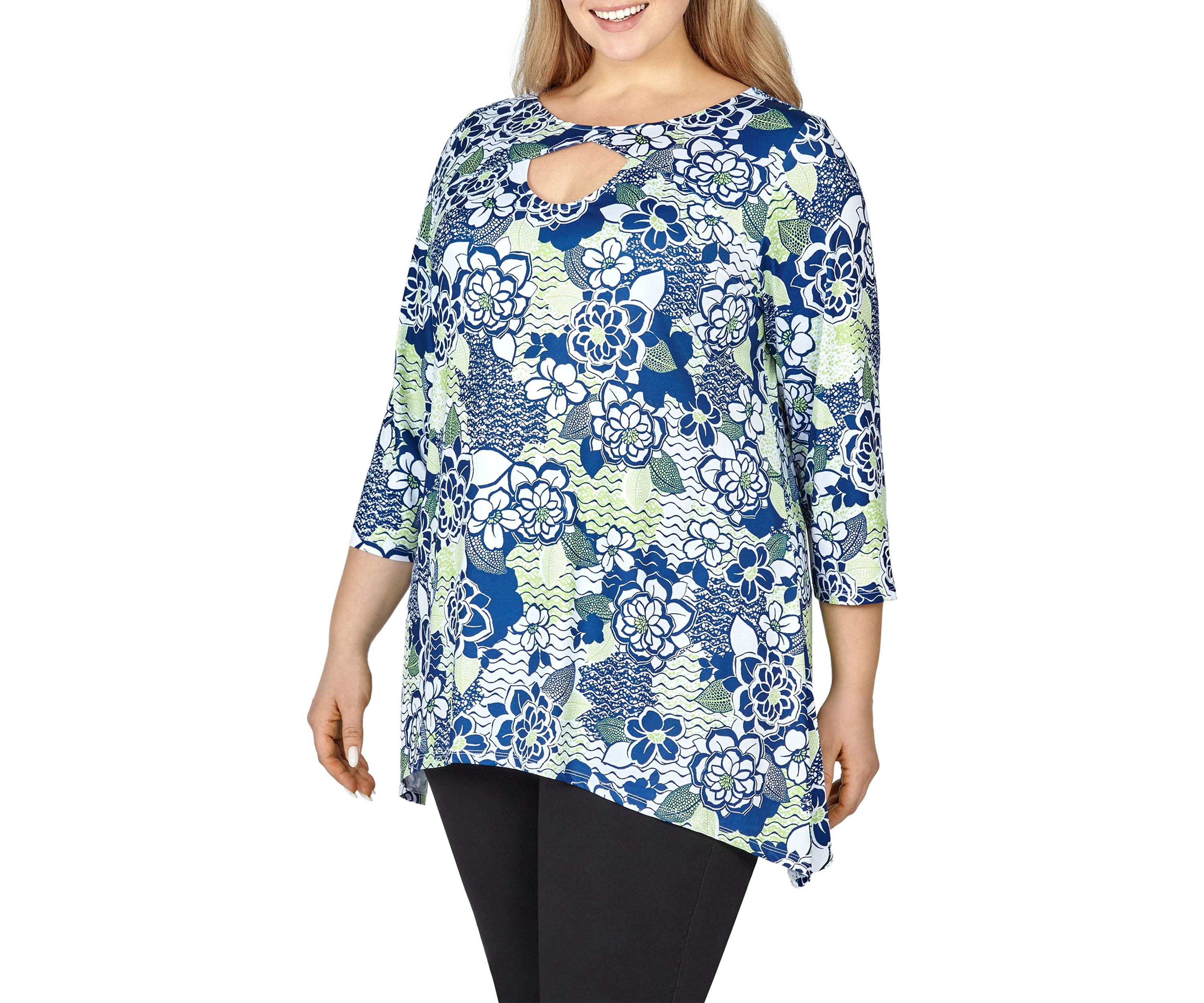 Key Hole Top in Bold Floral