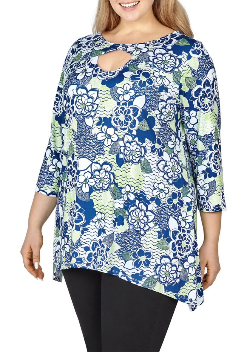 Key Hole Top in Bold Floral