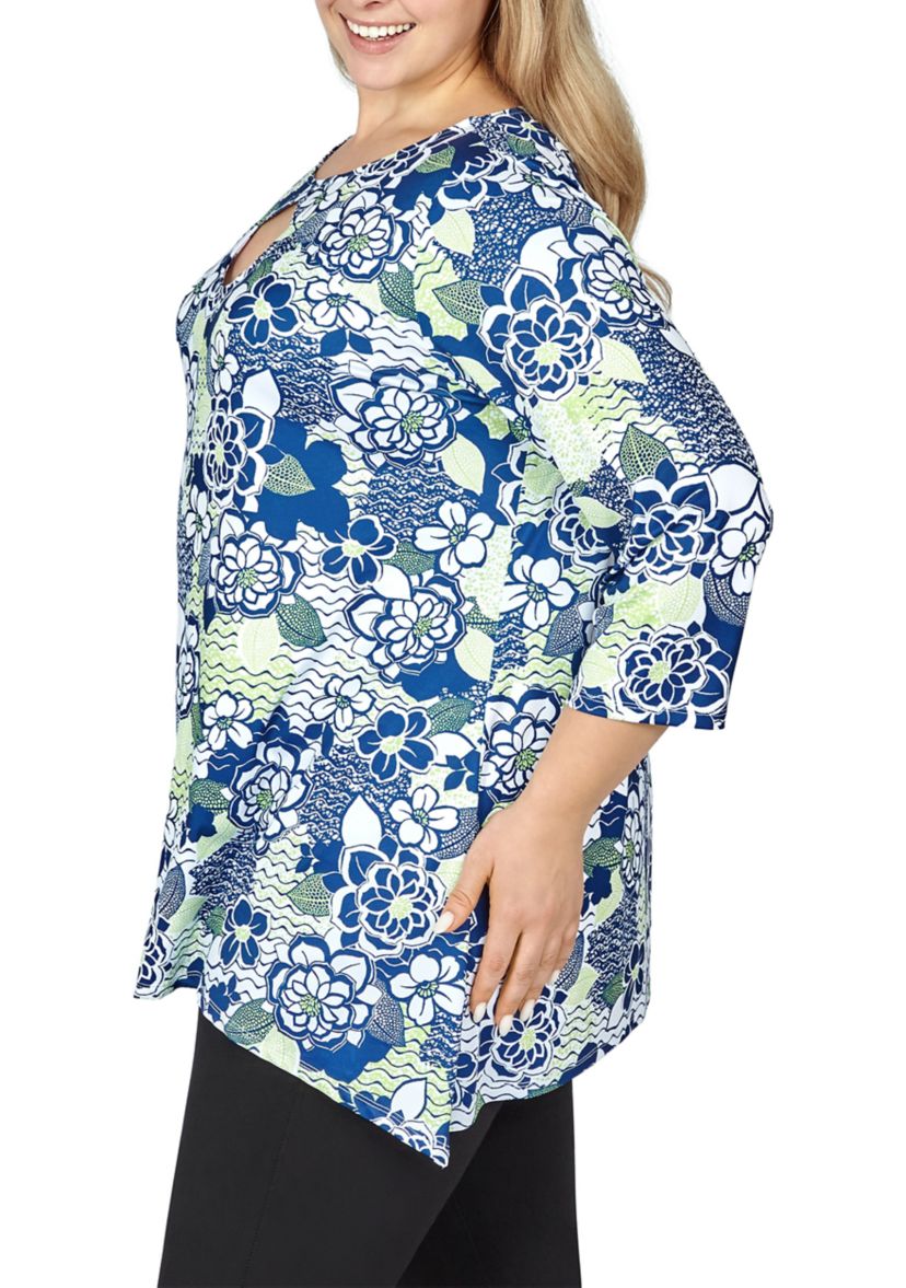 Key Hole Top in Bold Floral