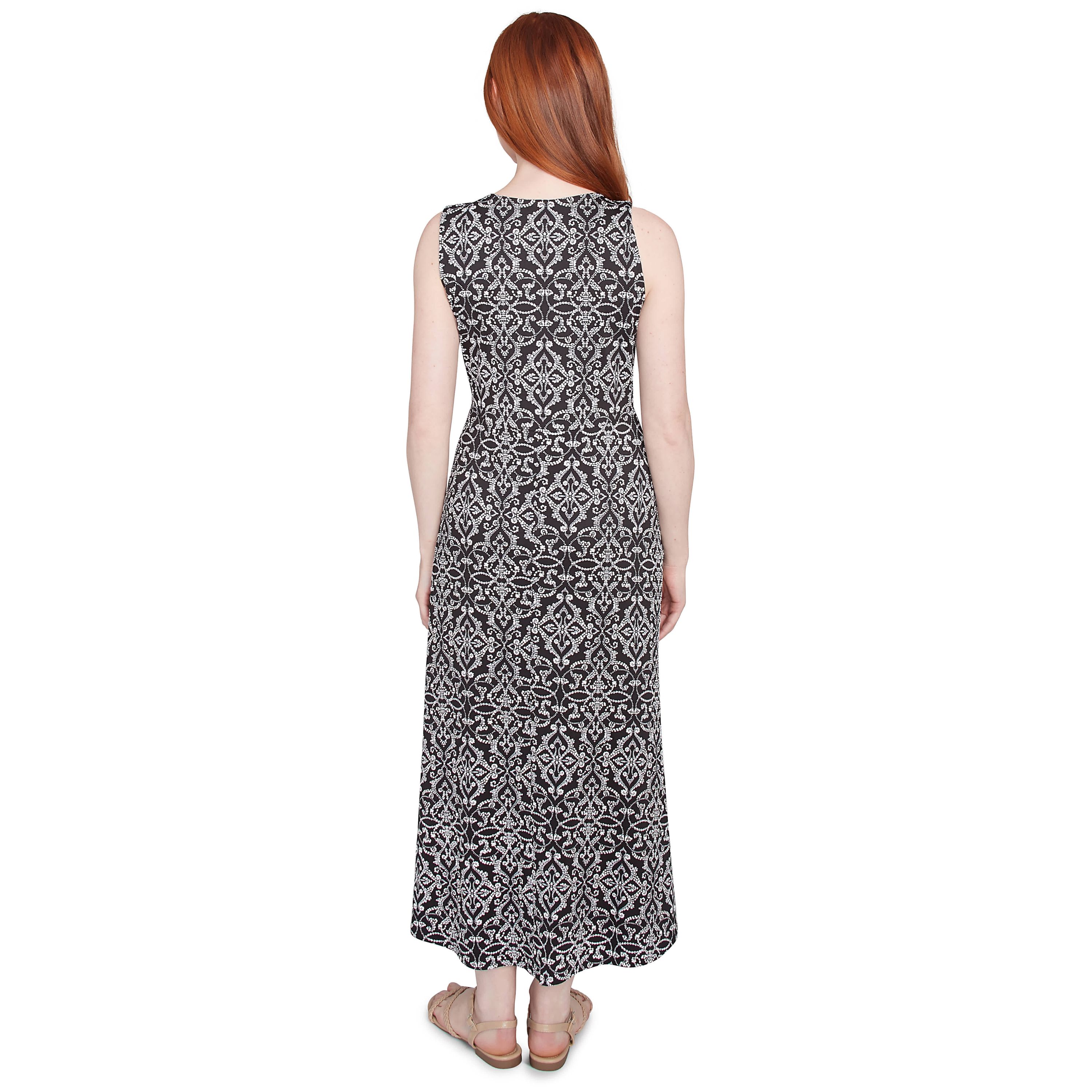 Etched Medallion Puff Print High Low Dress