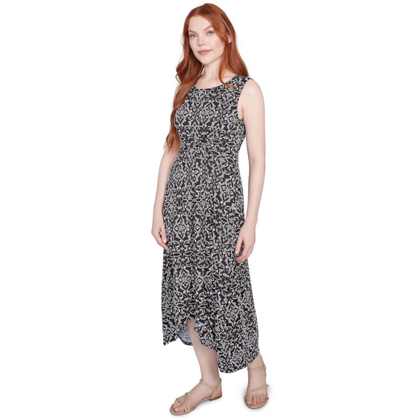 Etched Medallion Puff Print High Low Dress