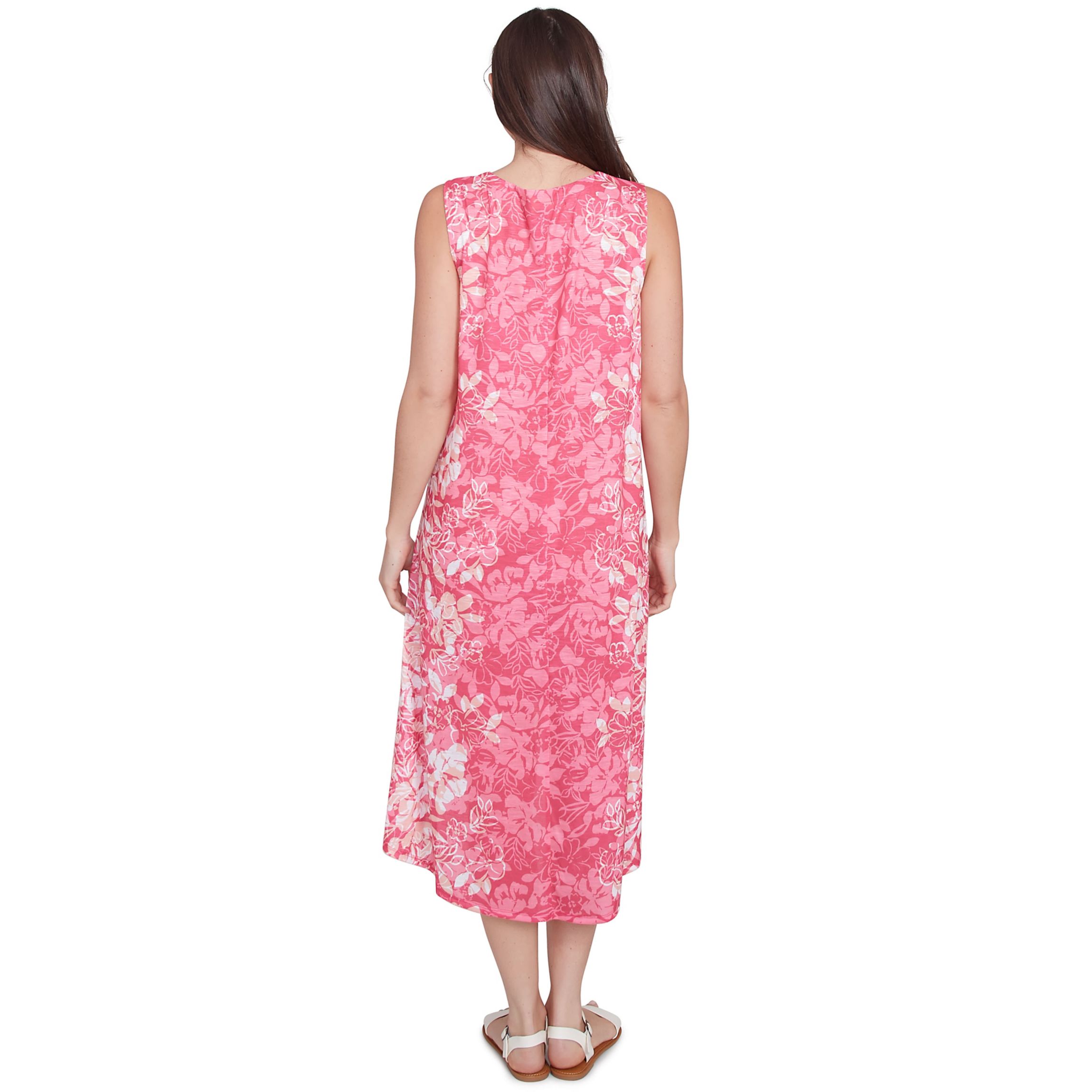 Colorblock Ombre Floral High Low Dress