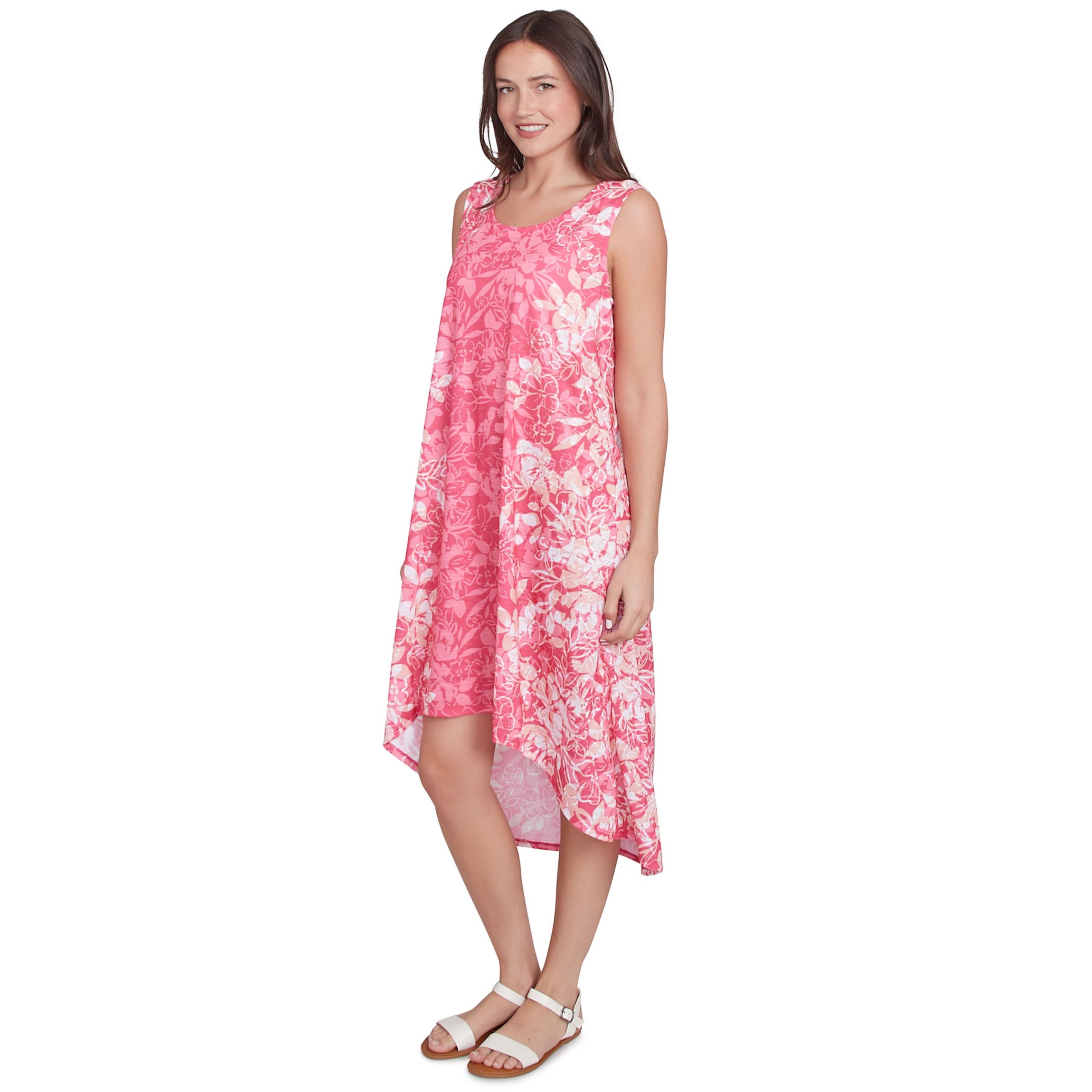 Colorblock Ombre Floral High Low Dress